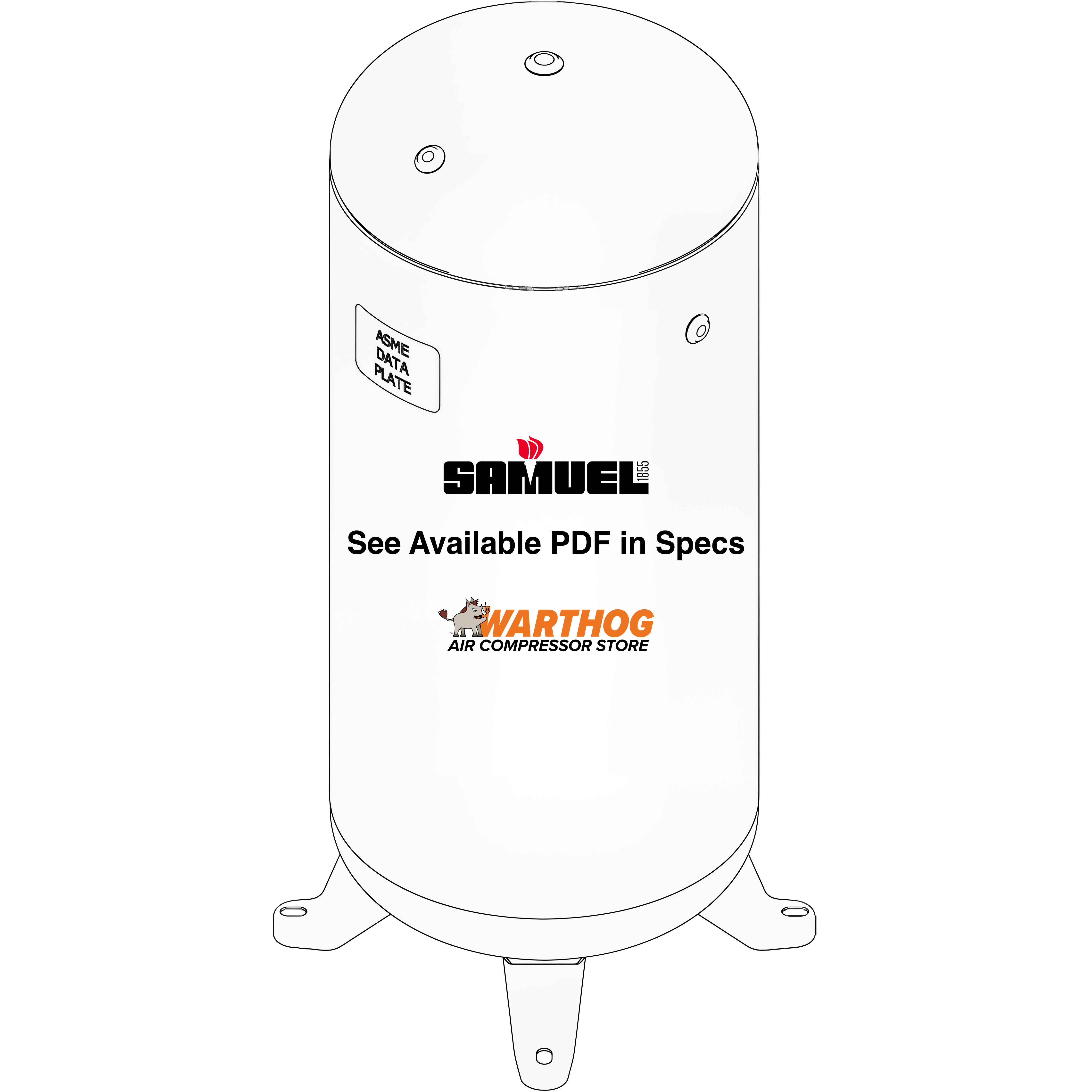 30 Gallon 300PSI Vertical Air Tank By Samuel with 4 feet | A10040-300