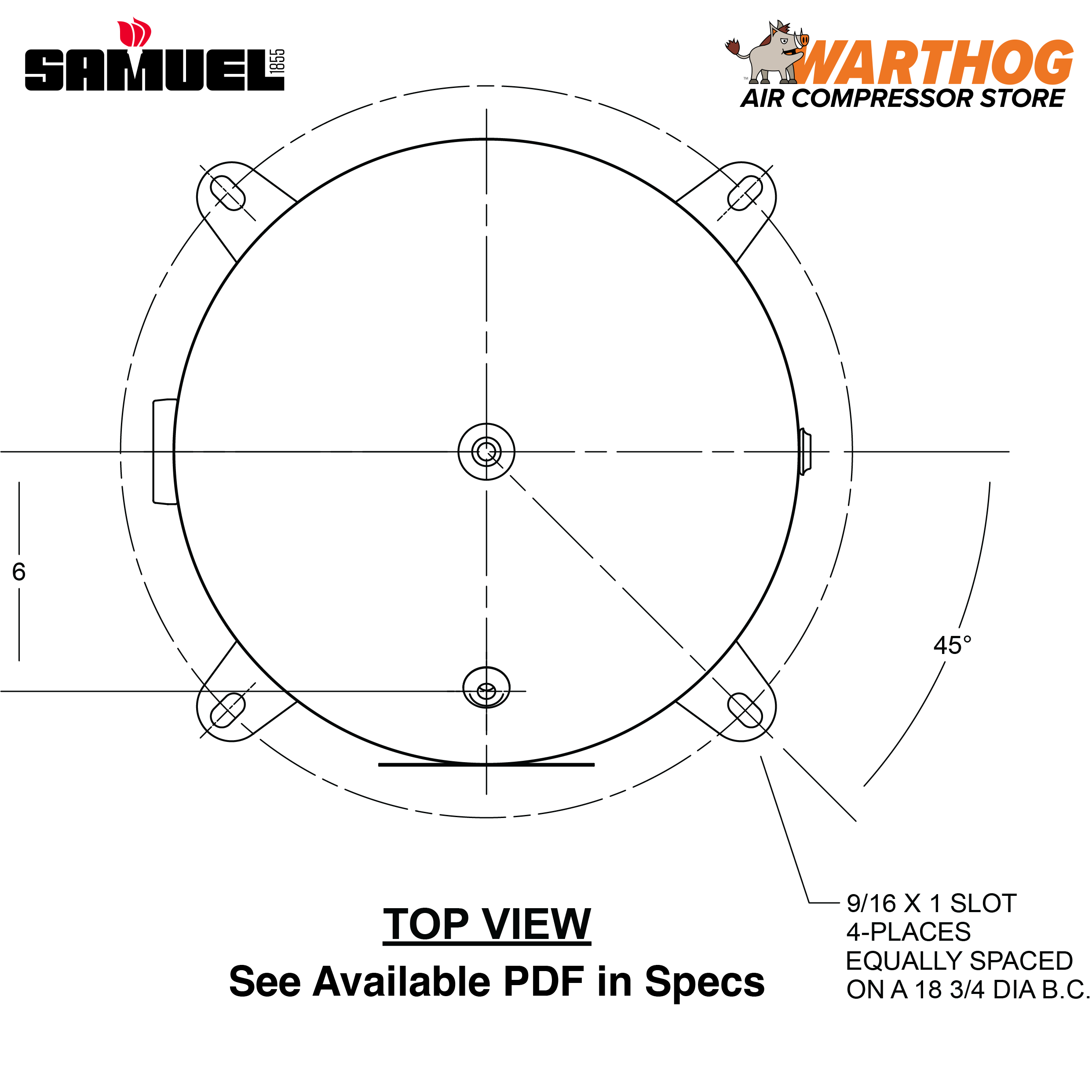 30 Gallon 200PSI Vertical Air Tank By Samuel with 4 feet | A10040