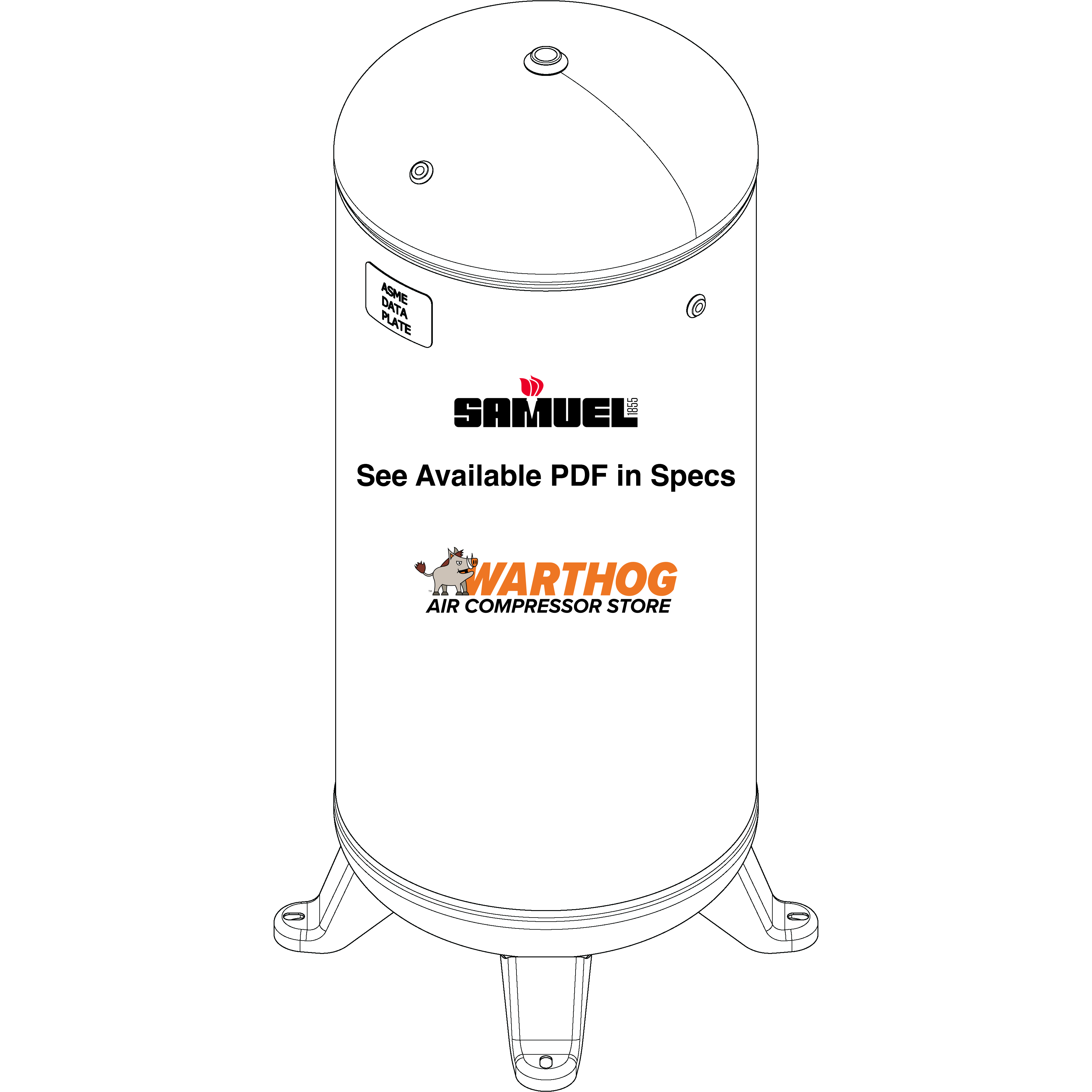 60 Gallon 300PSI Vertical Air Tank By Samuel with 4 feet | A10043-300
