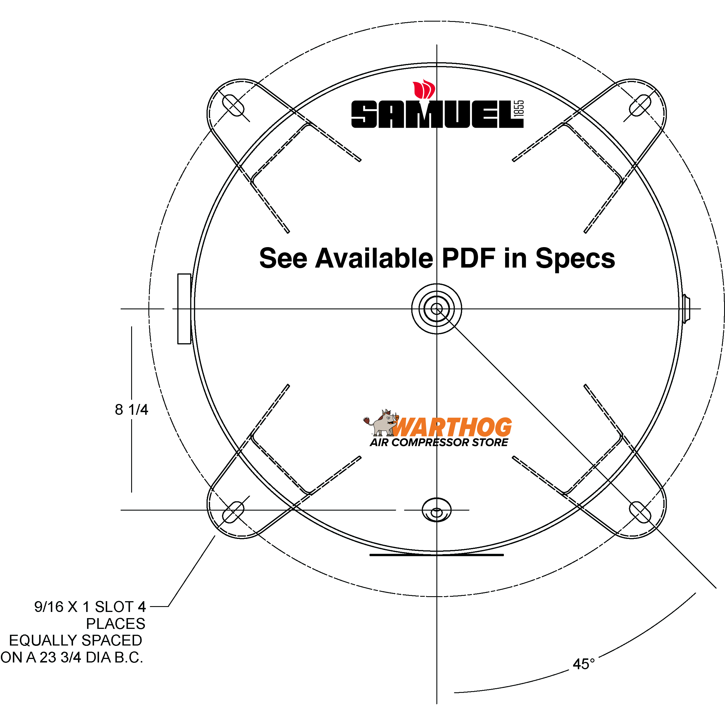 60 Gallon 200PSI Vertical Air Tank By Samuel with 4 feet | A10043