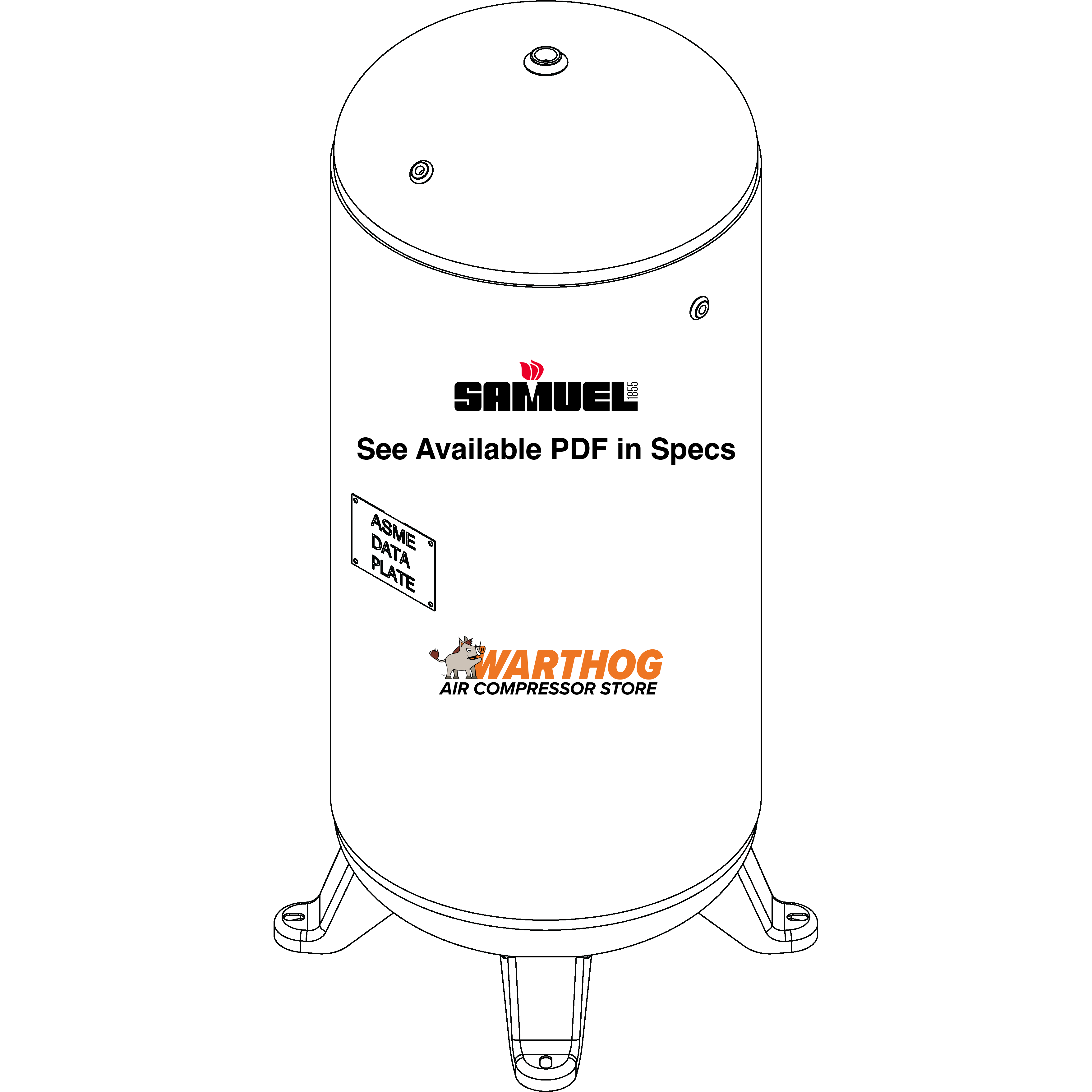 60 Gallon 200PSI Vertical Air Tank By Samuel with 4 feet | A10043
