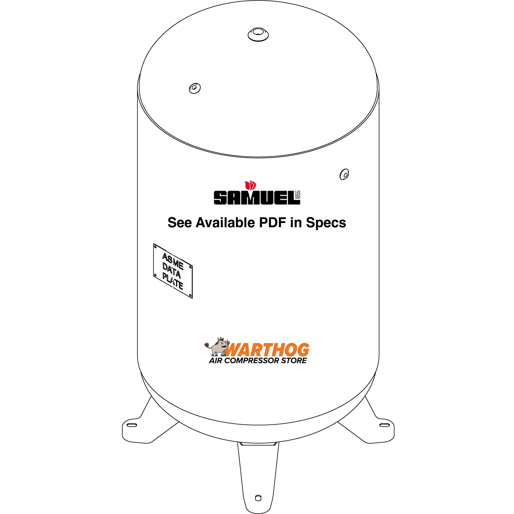 80 Gallon 200PSI Vertical Air Tank By Samuel with 4 feet | A10045 Samuel