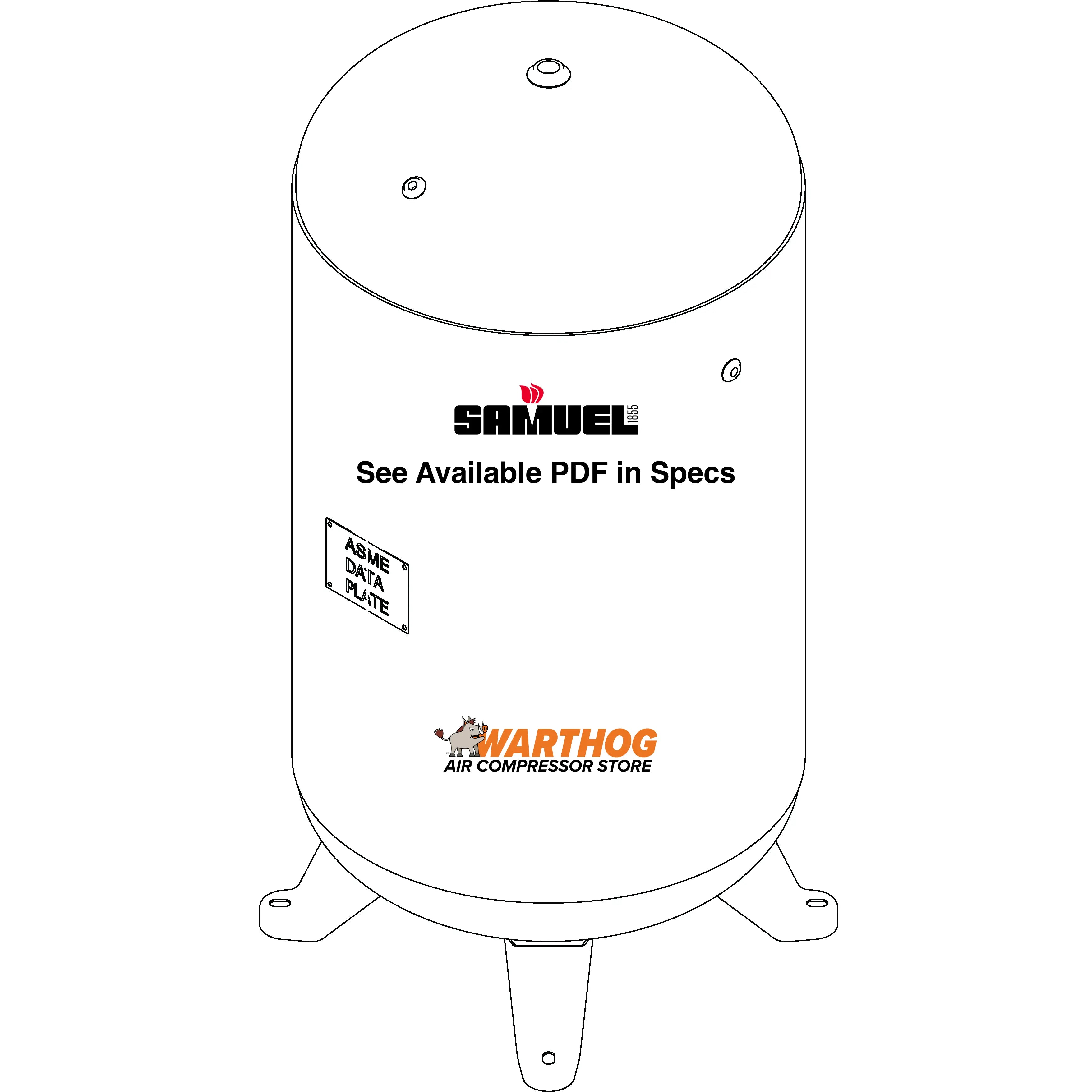 80 Gallon 200PSI Vertical Air Tank By Samuel with 4 feet | A10045 Samuel