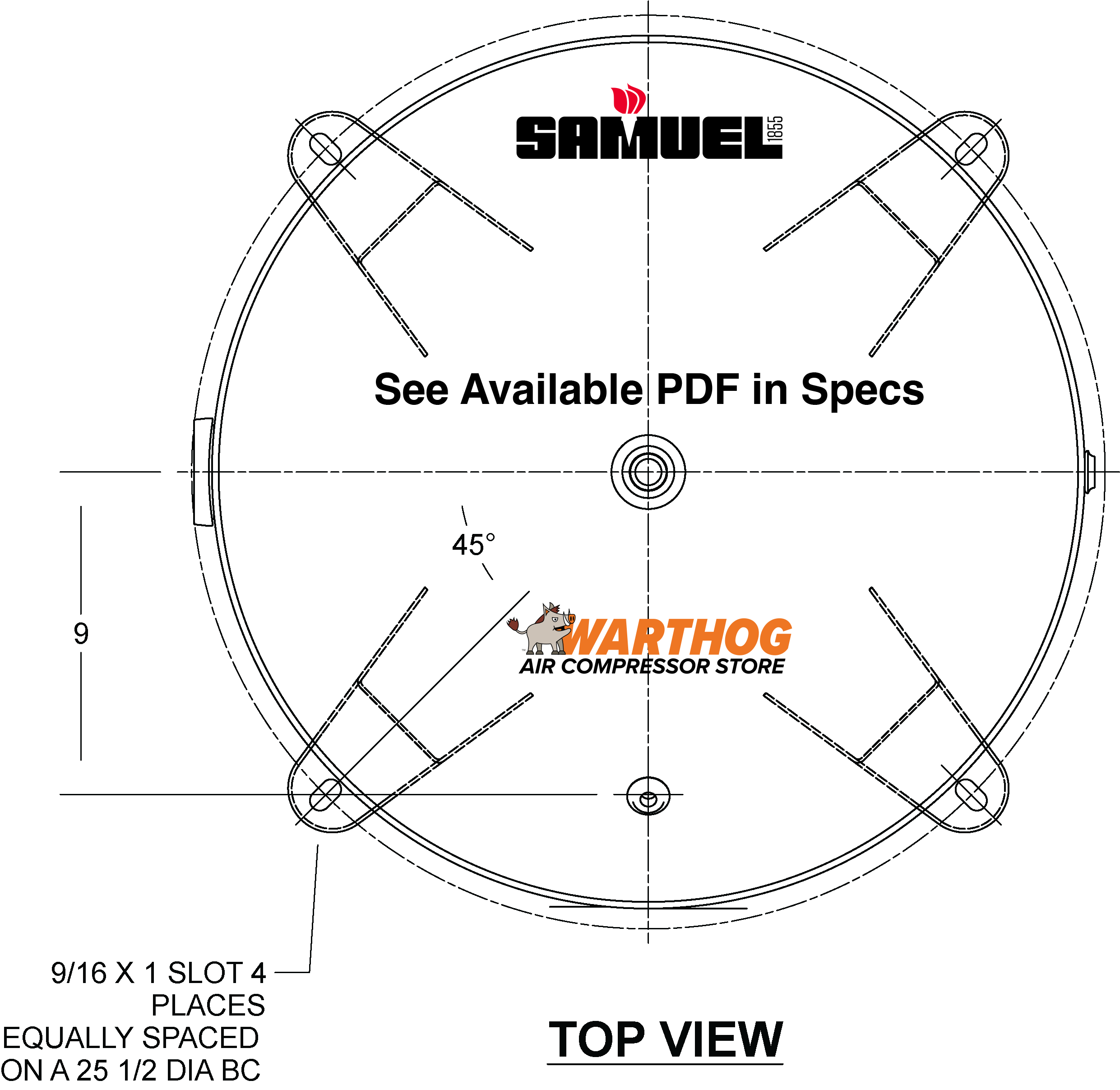 80 Gallon 200PSI Vertical Air Tank By Samuel with 4 feet | A10045 Samuel