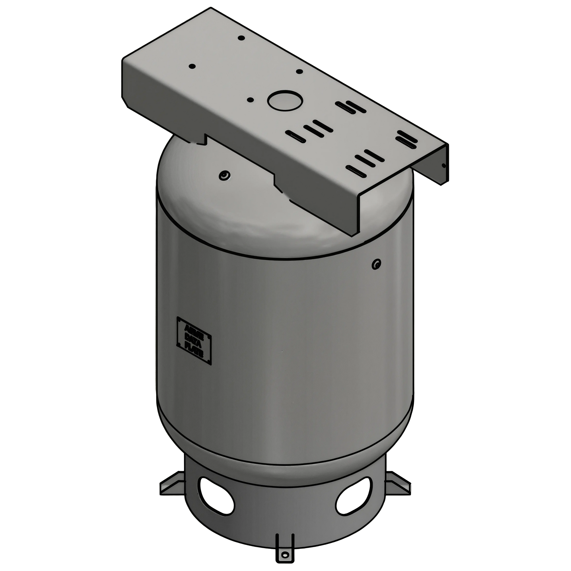 120 Gallon 200PSI Vertical Air Tank By Samuel with 6" base ring, 15" X 39" top plate | A10047 Samuel