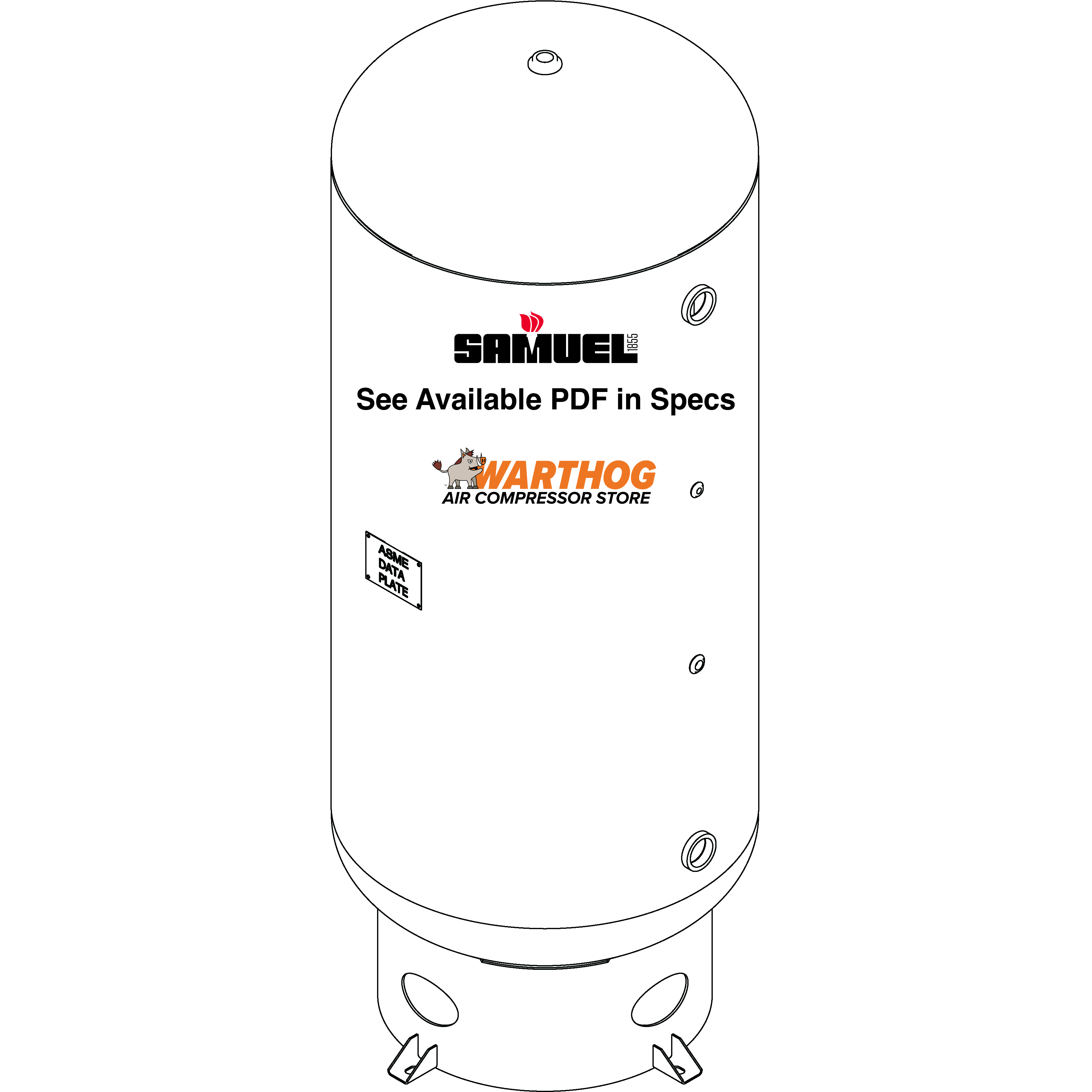 200 Gallon 200PSI Vertical Air Tank By Samuel with 8" base ring | A10051
