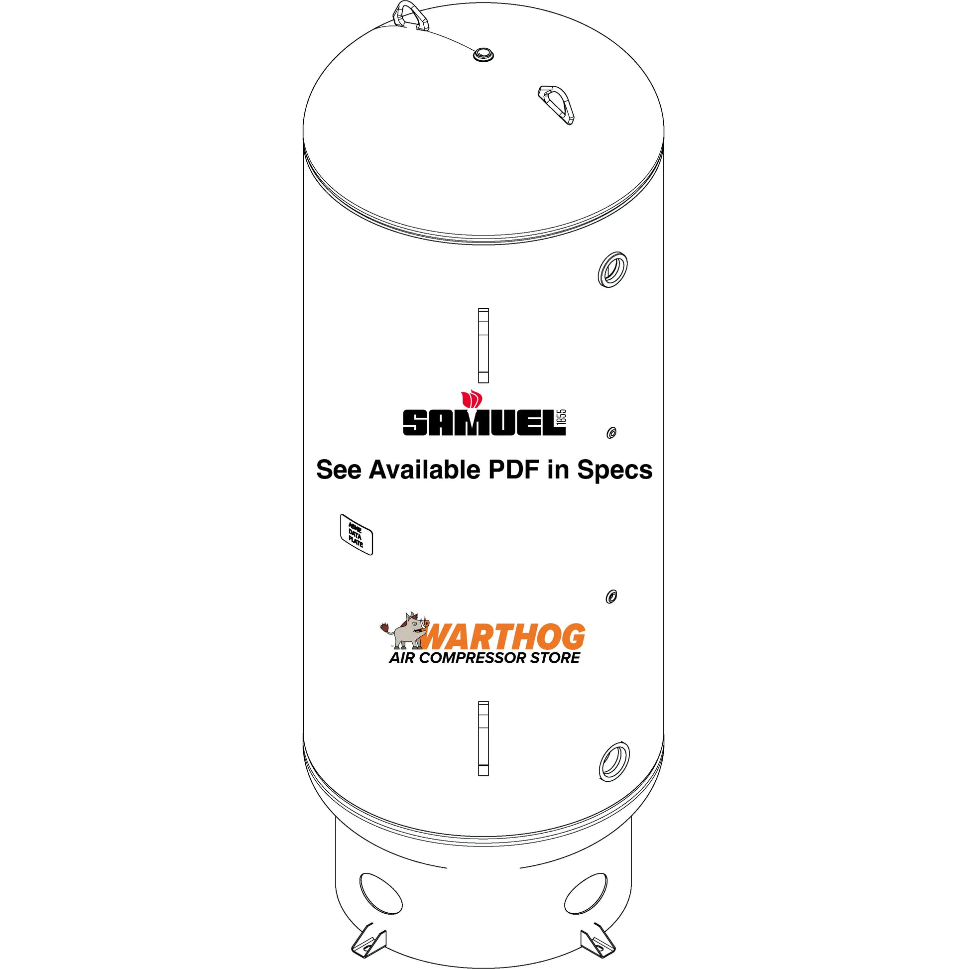 400 Gallon 300PSI Vertical Air Tank By Samuel with 8" base ring | A10055-300 Samuel