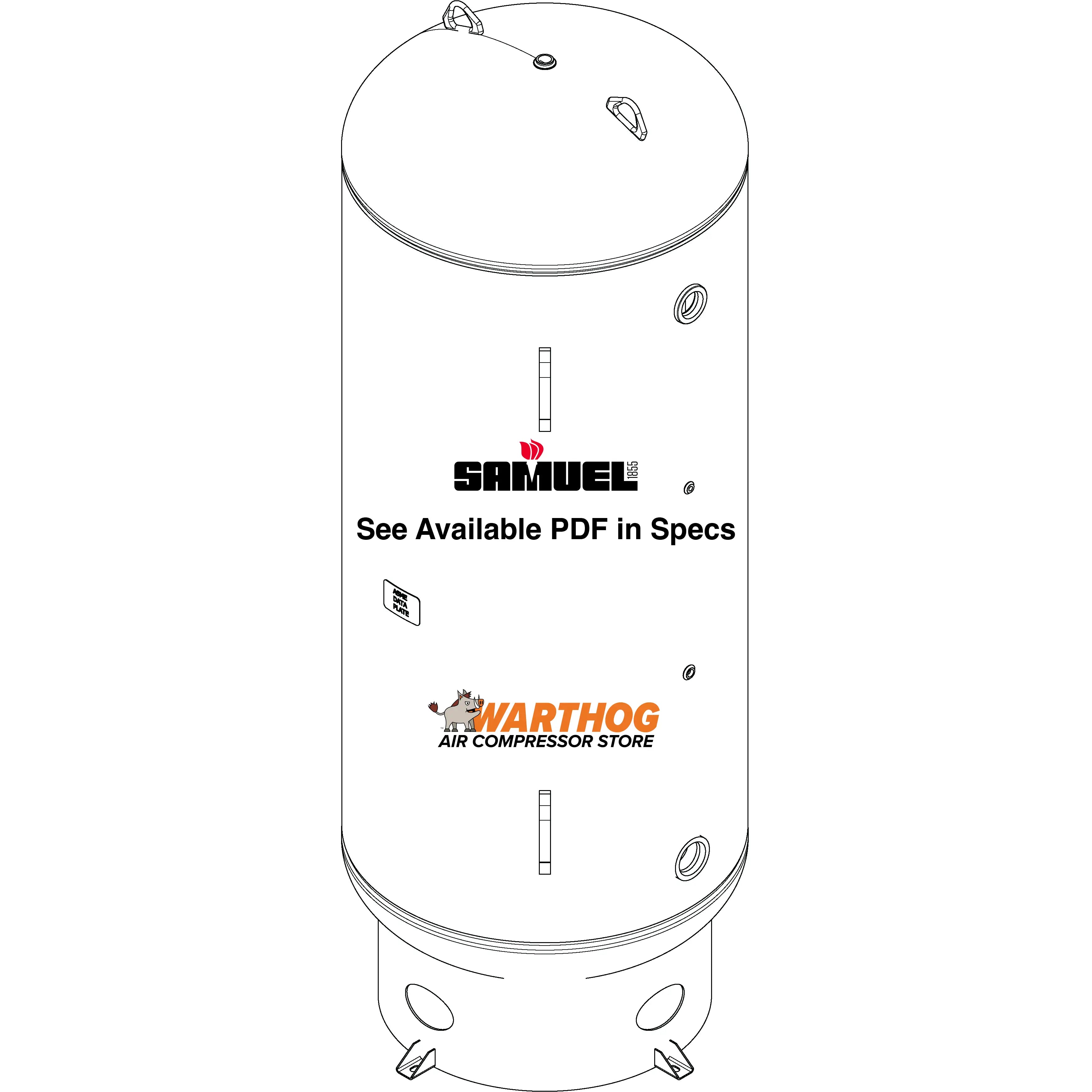 400 Gallon 300PSI Vertical Air Tank By Samuel with 8" base ring | A10055-300 Samuel