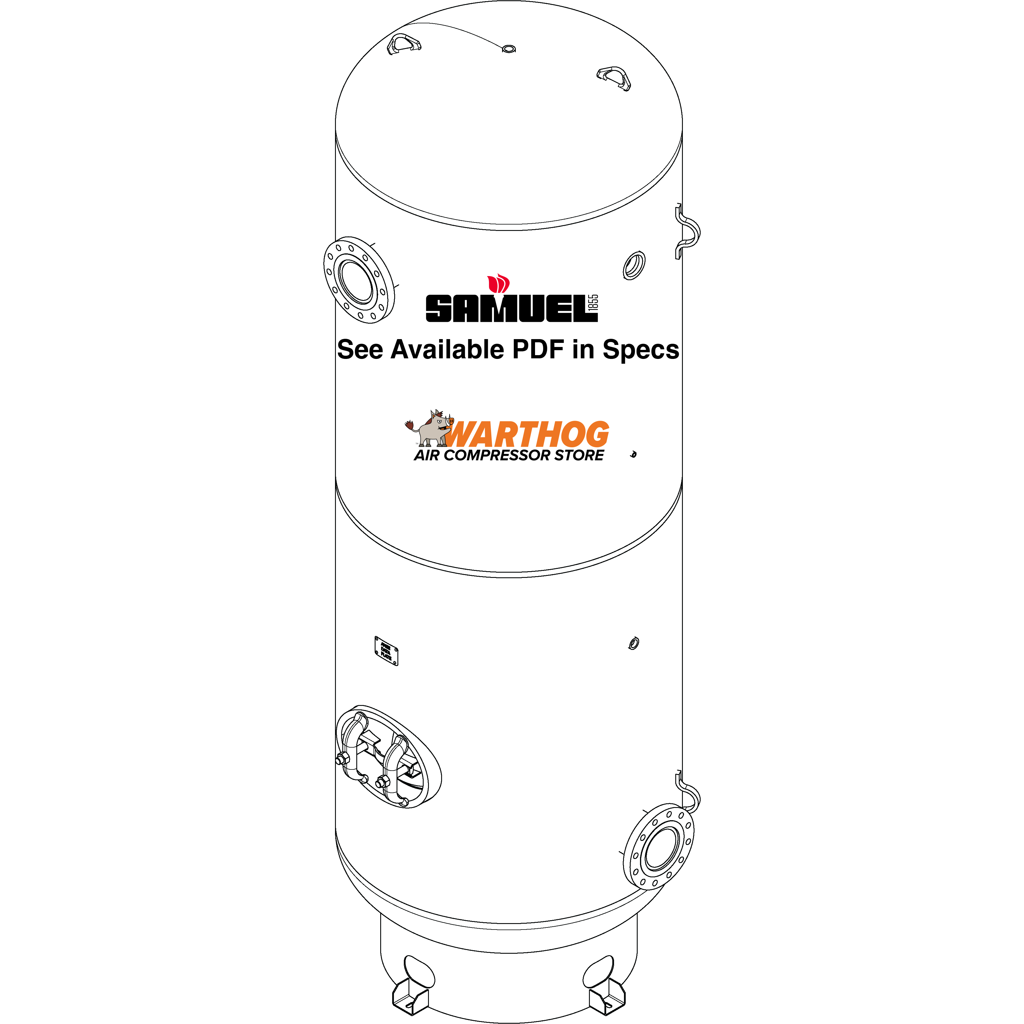 1060 Gallon 300PSI Vertical Air Tank By Samuel with 8" base ring | A10132-300