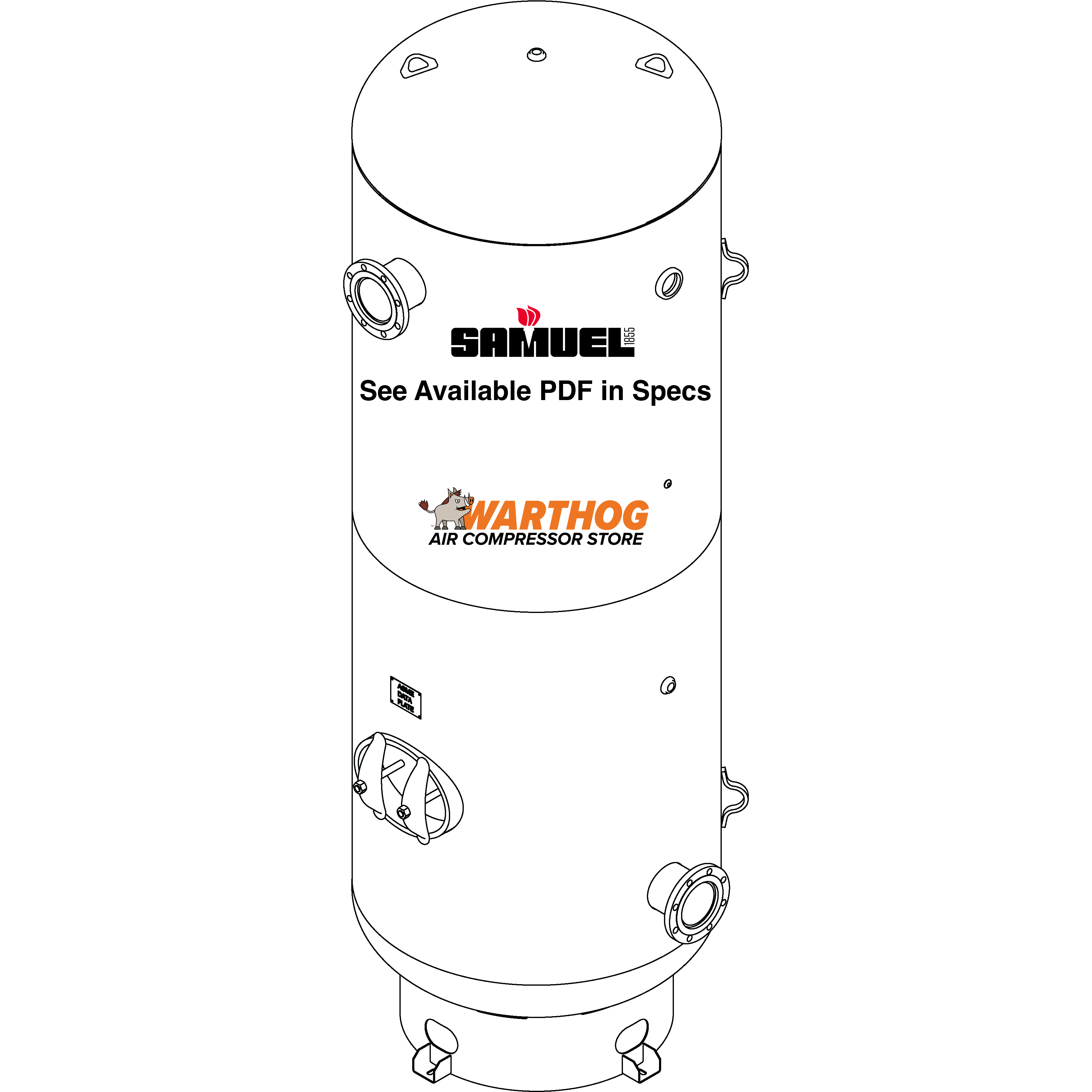 1060 Gallon 155PSI Vertical Air Tank By Samuel with 8" base ring | A10132