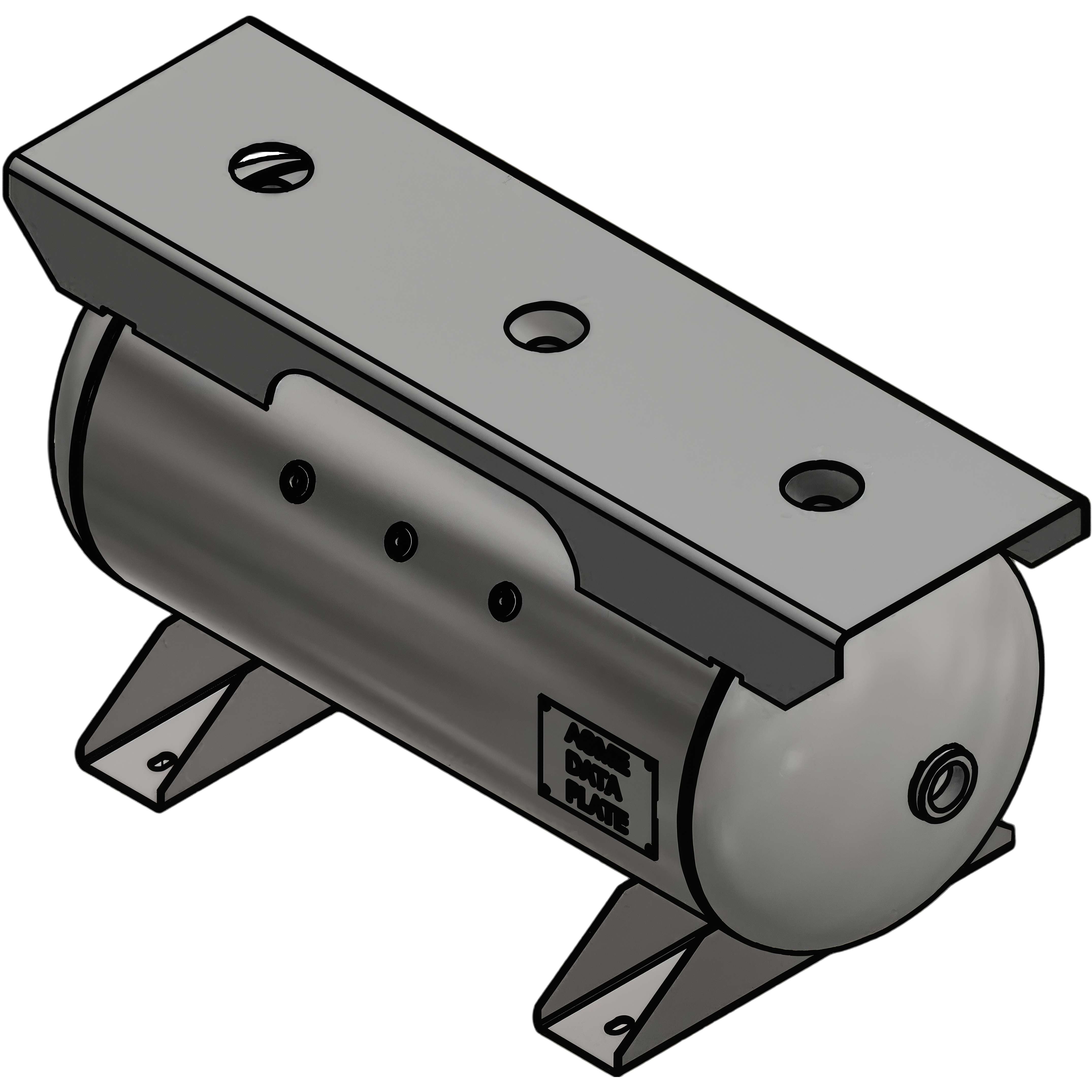 30 Gallon 200PSI Horizontal Air Tank By Samuel with Saddle legs, 12"X40" extended top plate | A10136