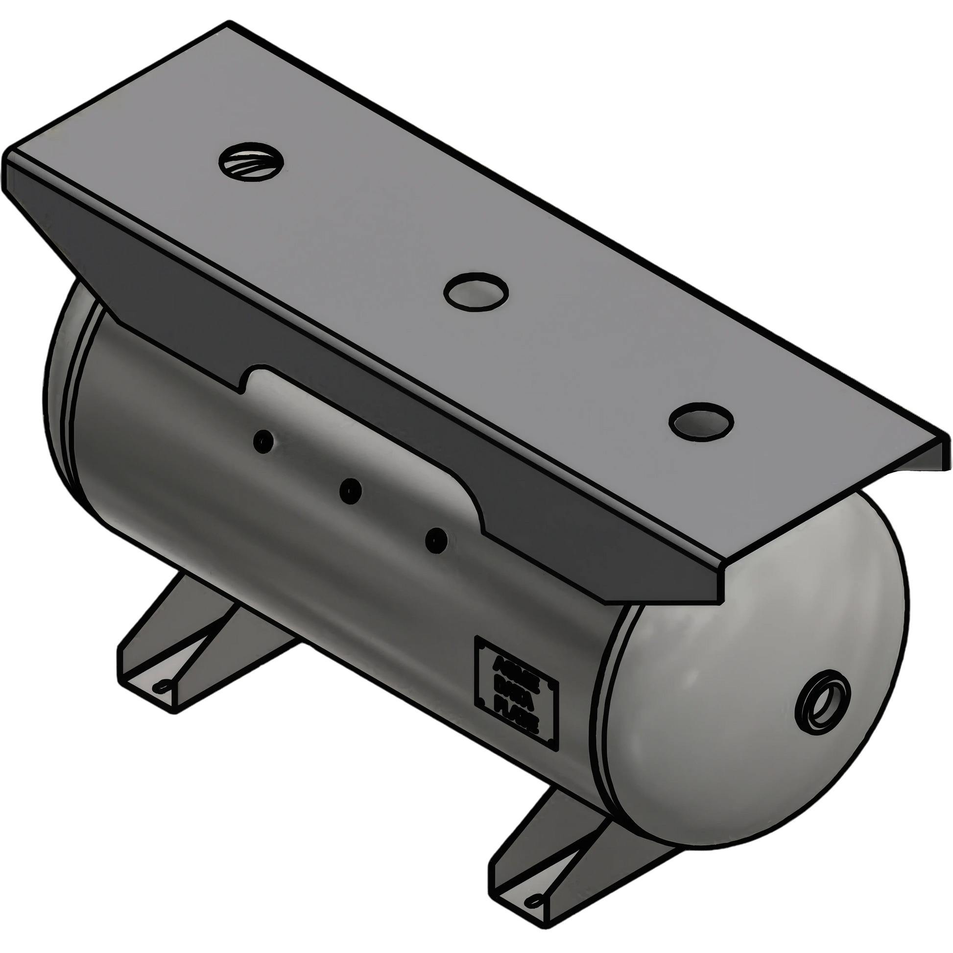 60 Gallon 200PSI Horizontal Air Tank By Samuel with Saddle legs, 16"X50" extended top plate | A10137 Samuel