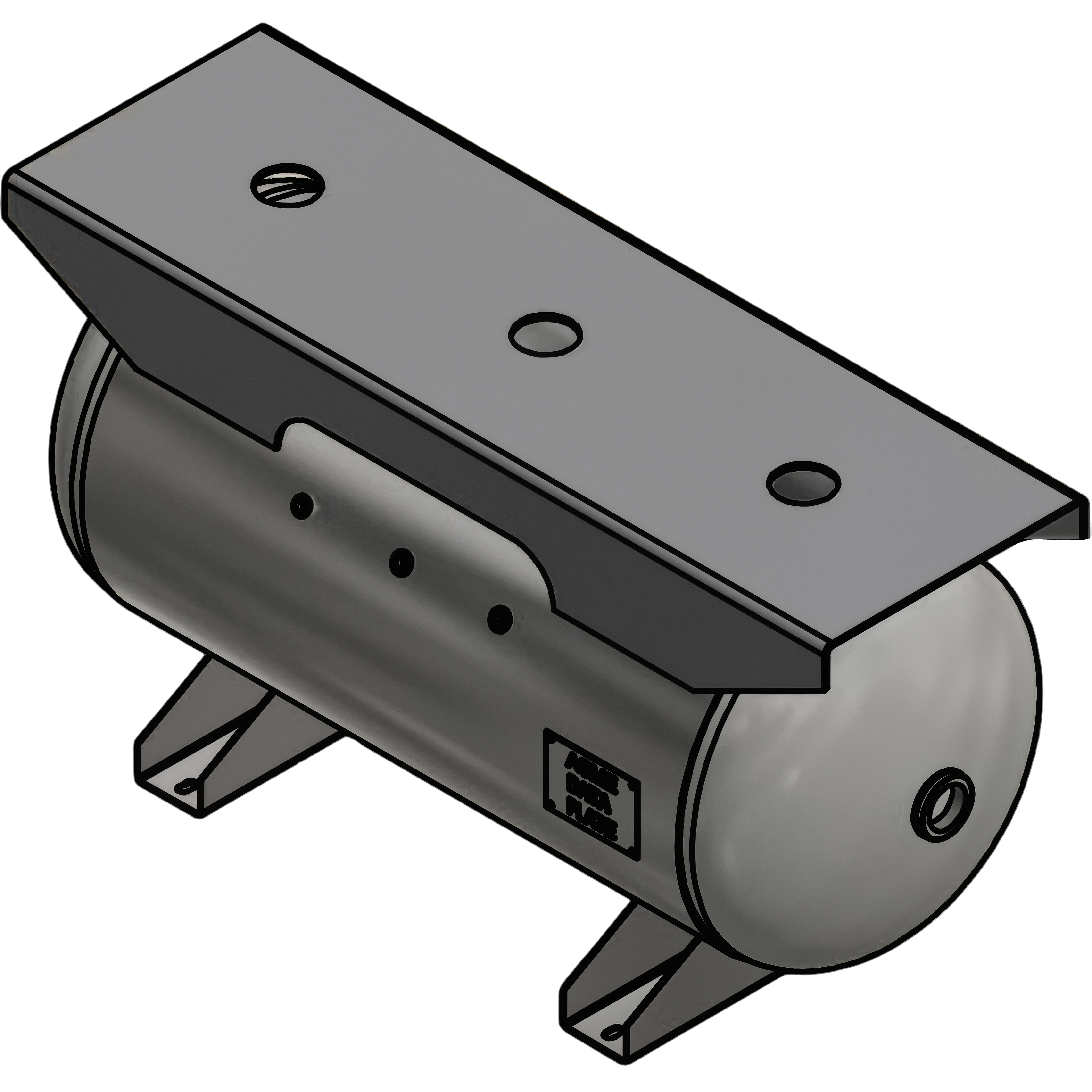 60 Gallon 200PSI Horizontal Air Tank By Samuel with Saddle legs, 16"X50" extended top plate | A10137