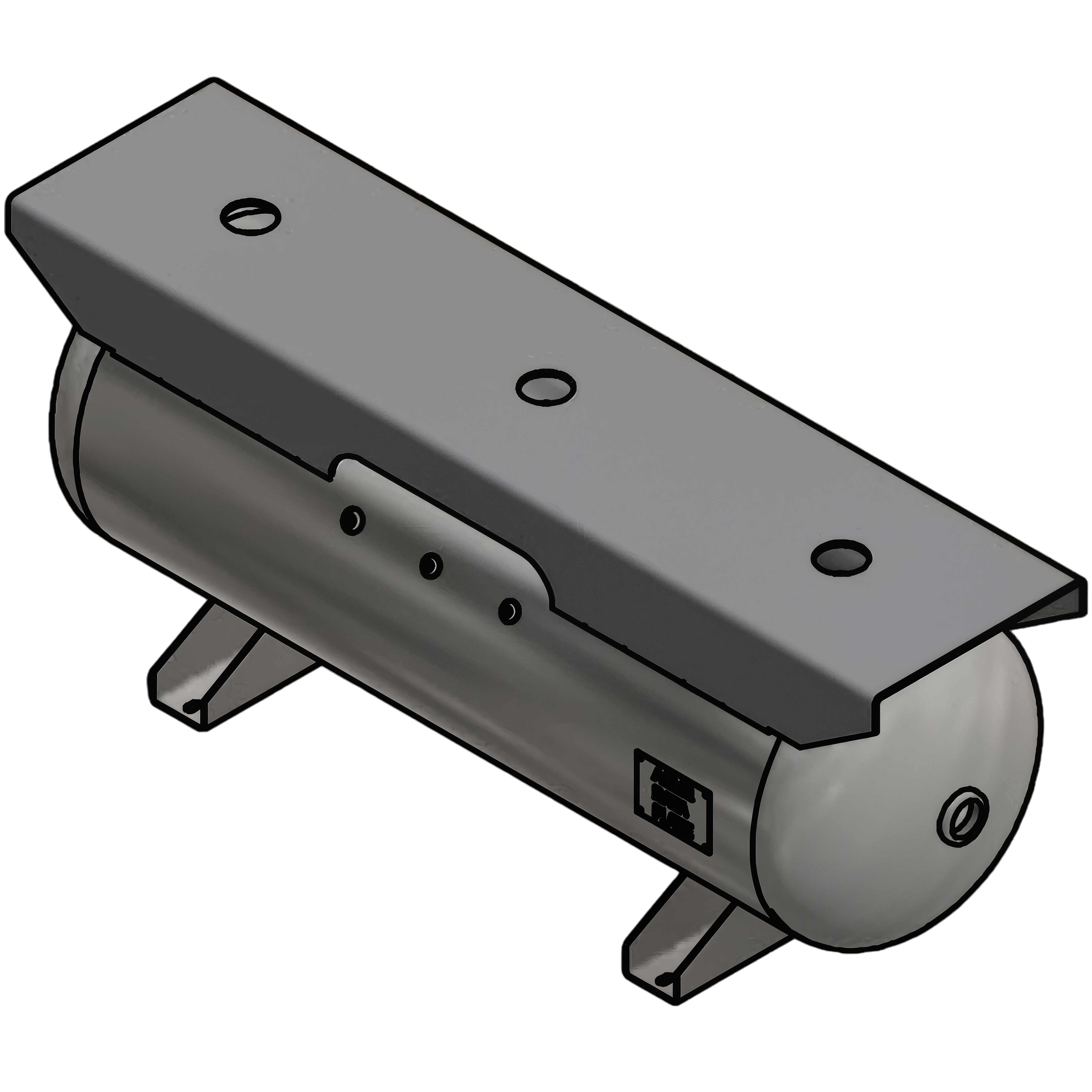 80 Gallon 200PSI Horizontal Air Tank By Samuel with Saddle legs, 16"X66" extended top plate | A10138