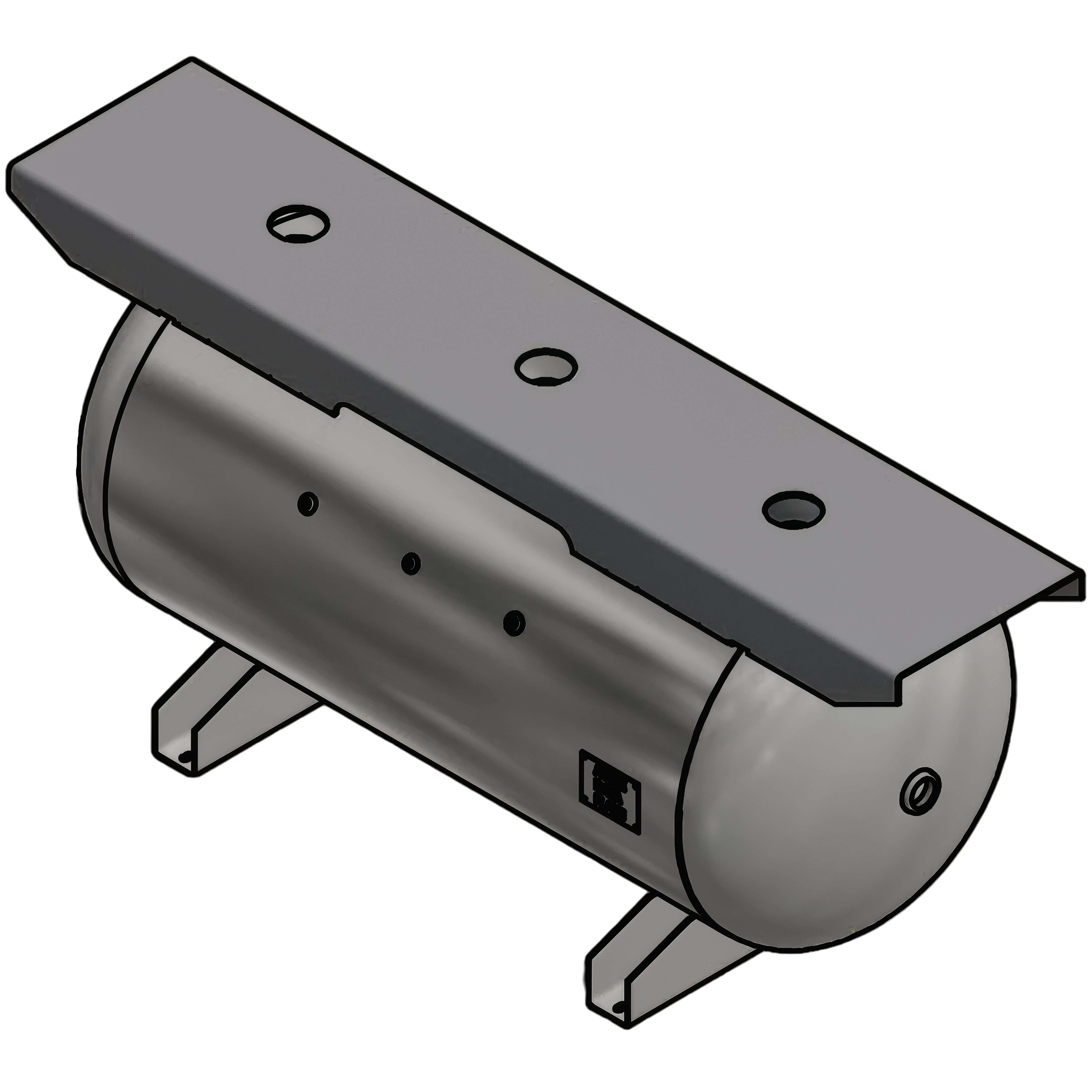 200 Gallon 200PSI Horizontal Air Tank By Samuel with Saddle legs, 18"X86" top plate | A10140