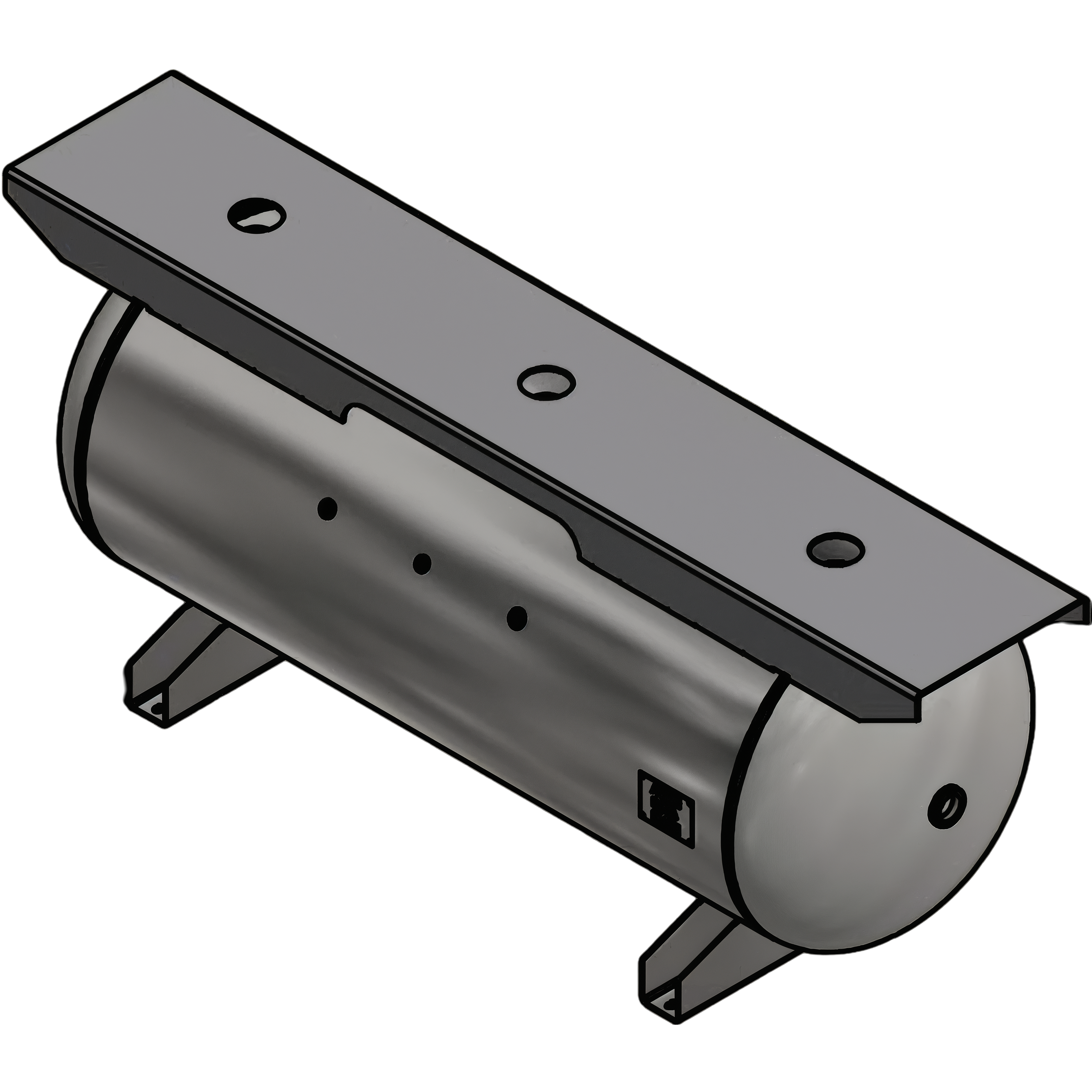 240 Gallon 200PSI Horizontal Air Tank By Samuel with Saddle legs, 18"X96" extended top plate | A10141