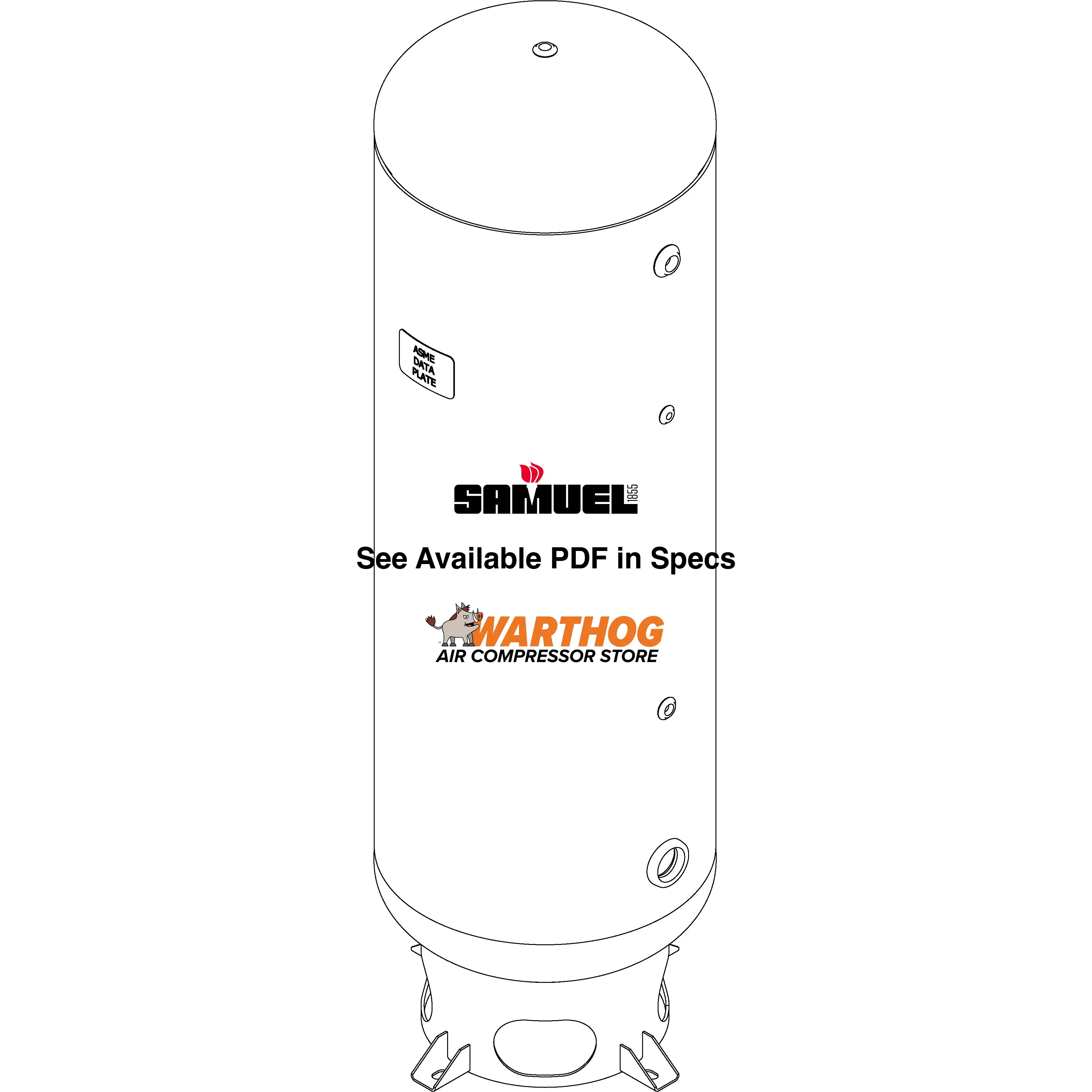 80 Gallon 300PSI Vertical Air Tank By Samuel with 6" base ring | A10325-300 Samuel