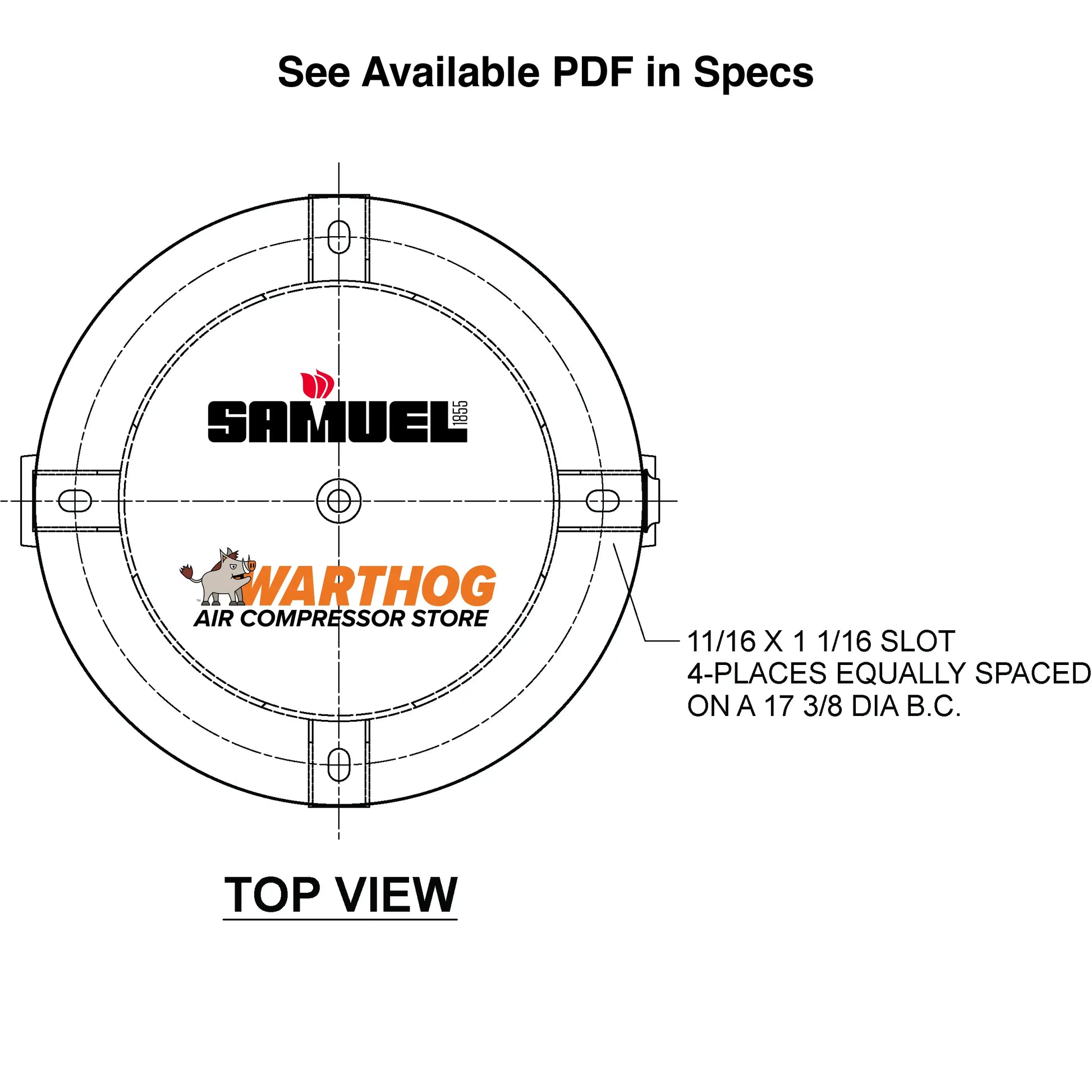80 Gallon 200PSI Vertical Air Tank By Samuel with 6" base ring | A10325 Samuel