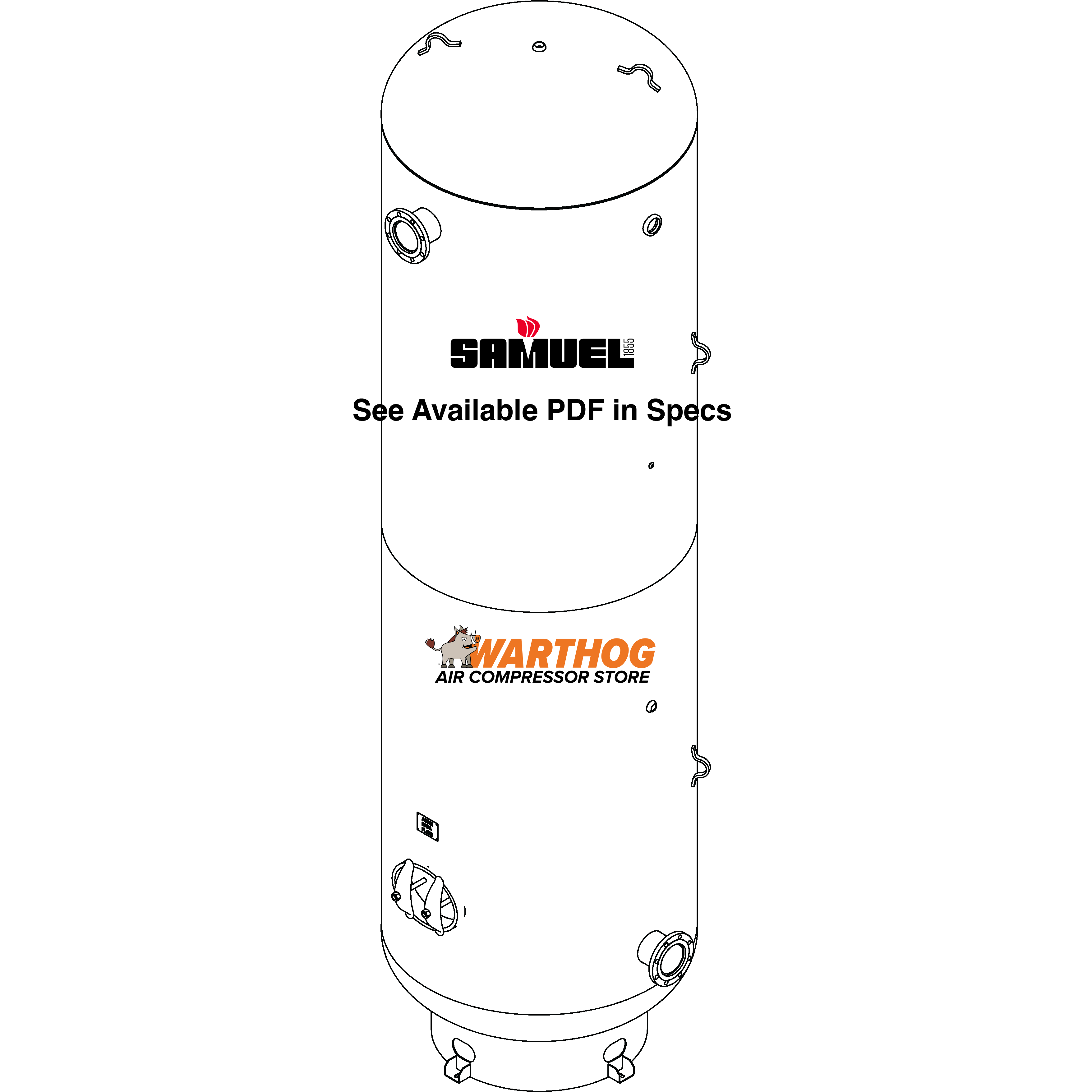2560 Gallon 150PSI Vertical Air Tank By Samuel with 8" base ring | A10336