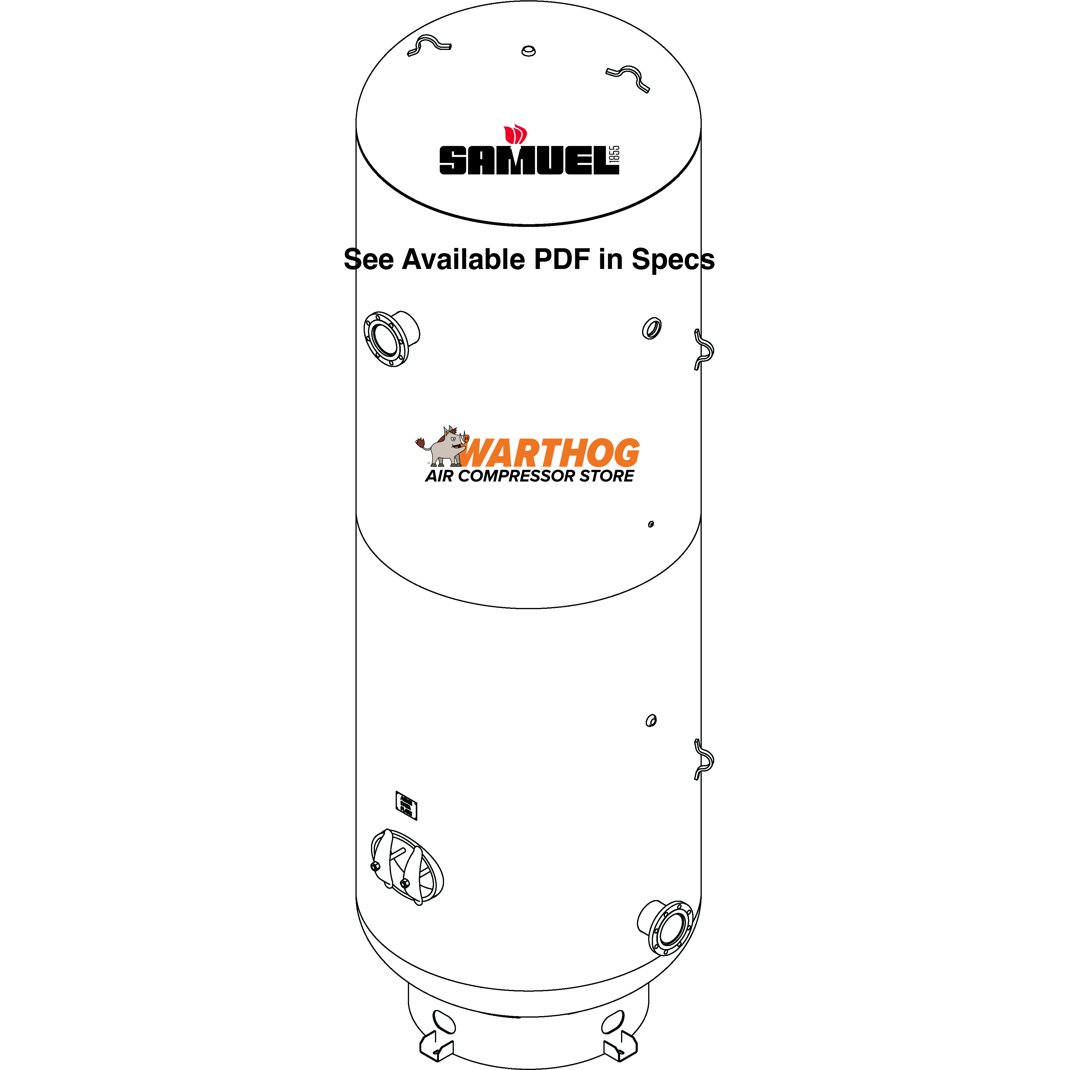 3000 Gallon 137PSI Vertical Air Tank By Samuel with 8" base ring | A10339
