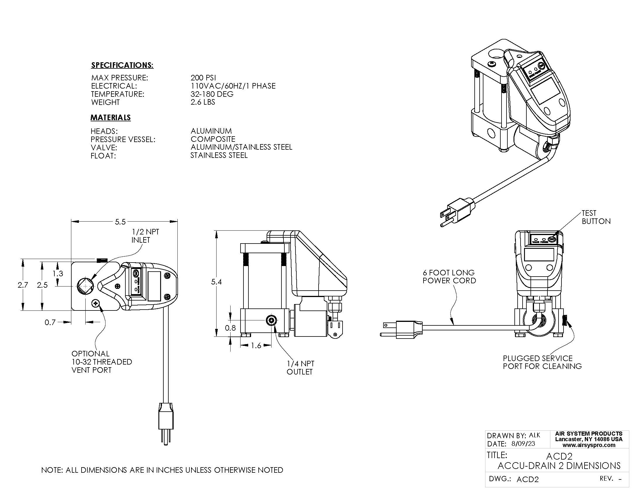 Air System Products Accu-Drain Model ACD2