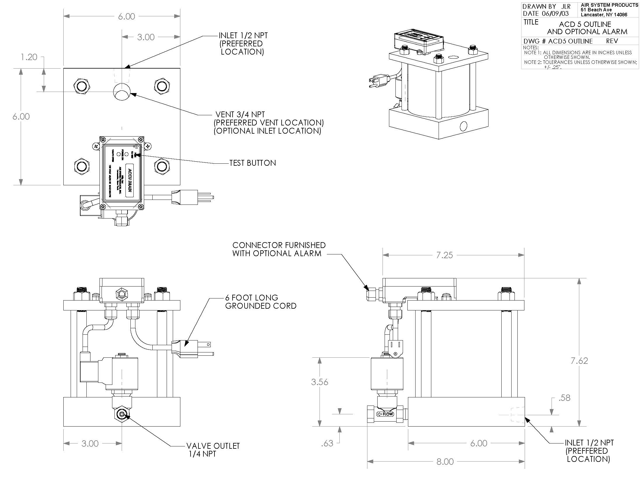Air System Products Accu-Drain ACD5 w/ Alarm Contact