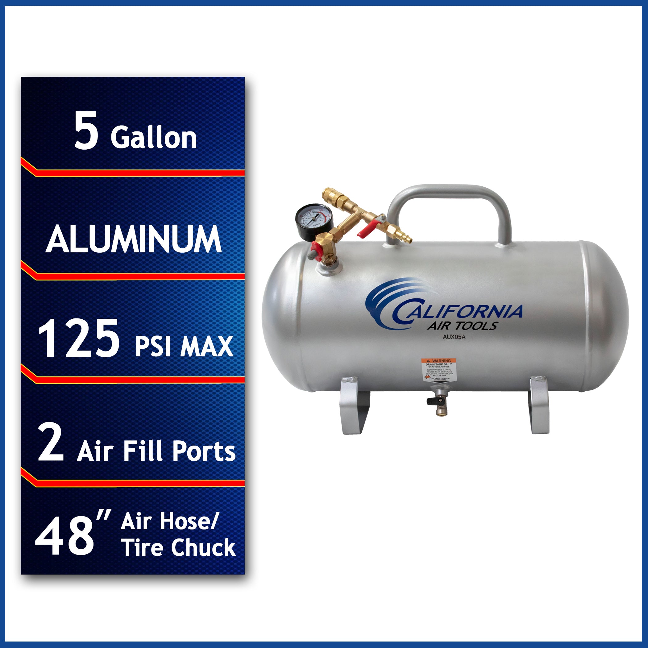 California Air Tools 5 Gallon Lightweight Portable Aluminum Air Tank | CAT-AUX05A