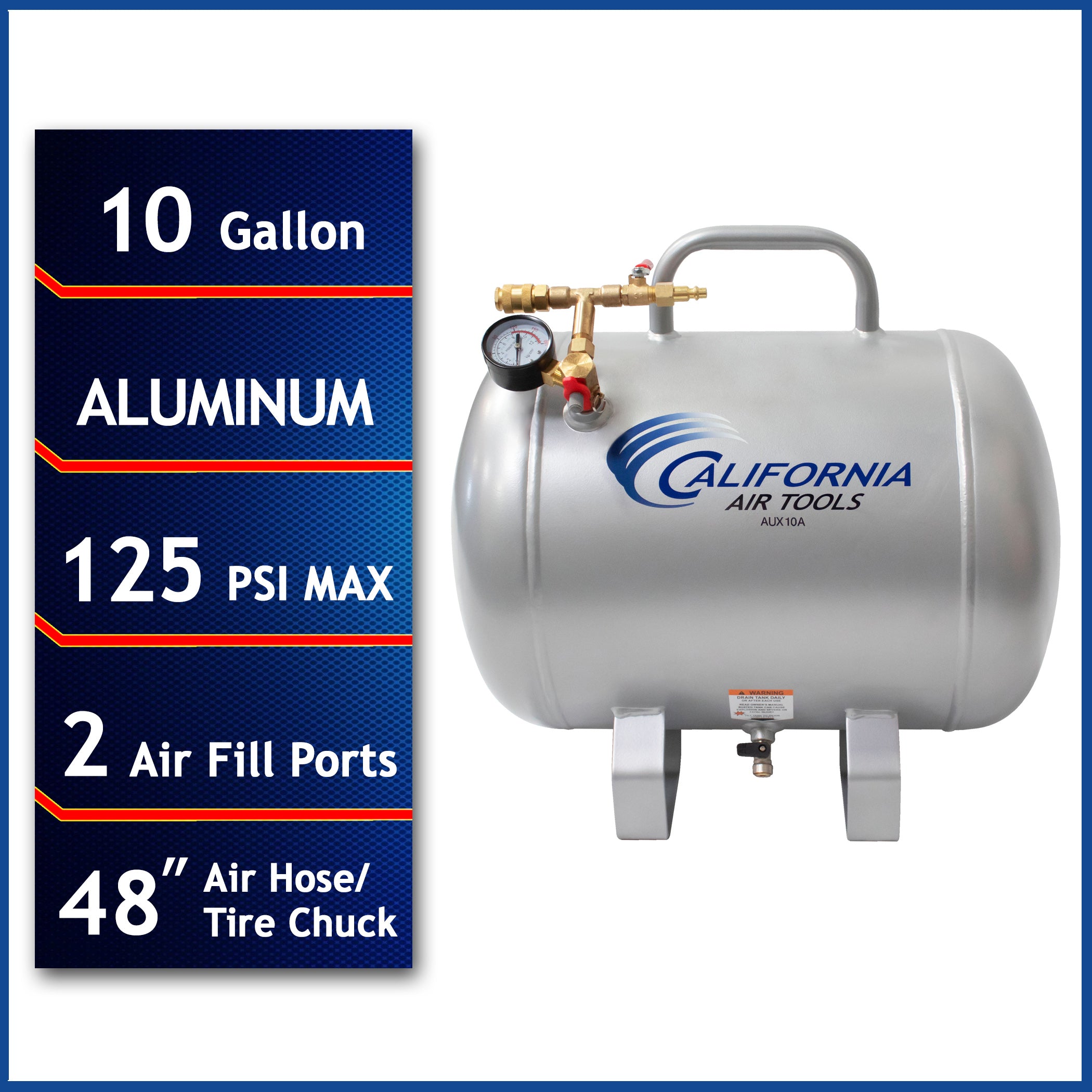 California Air Tools 10 Gallon Lightweight Portable Aluminum Air Tank | CAT-AUX10A