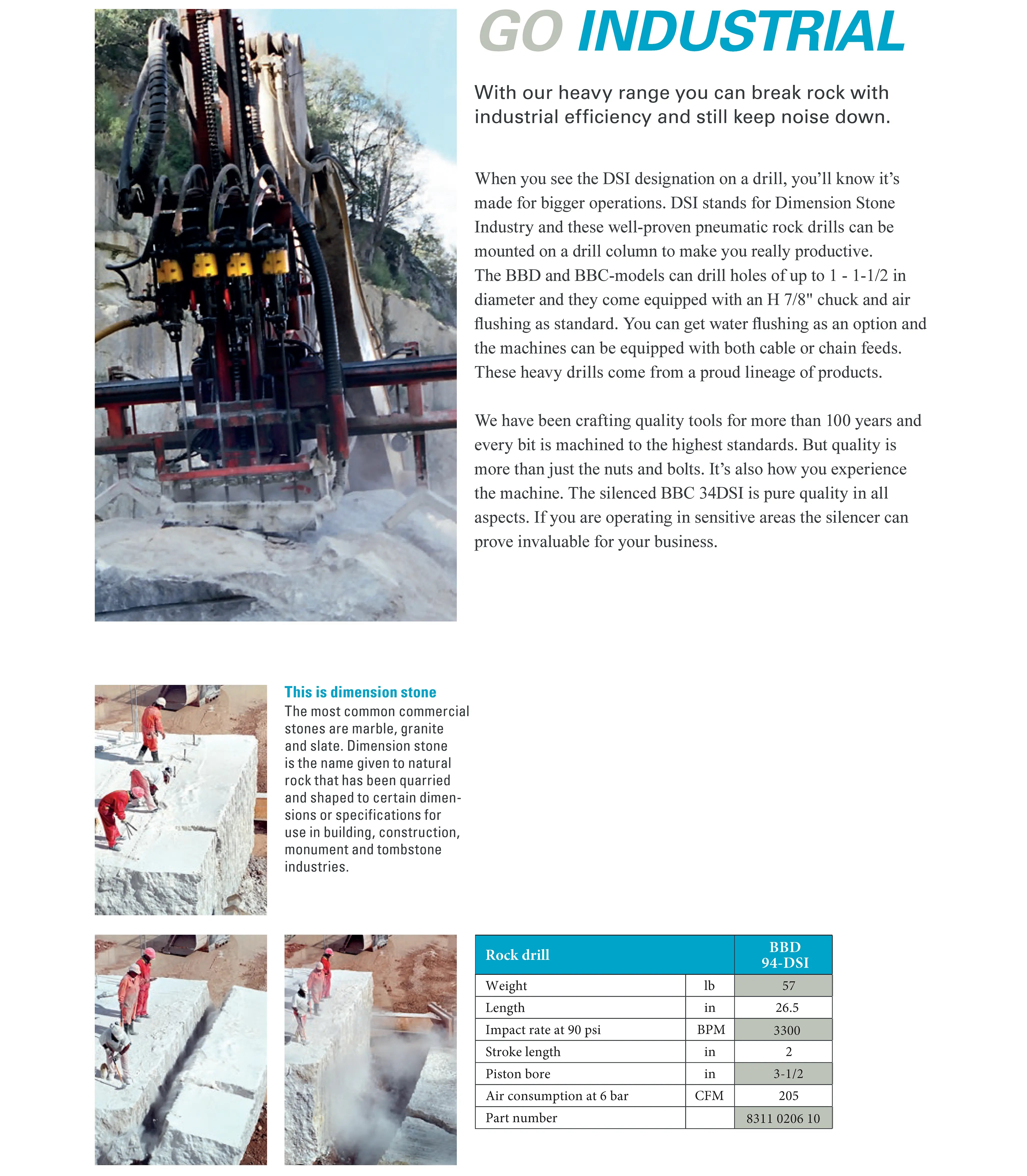 BBD 94 DSI Dimensional Stone Drill by Atlas Copco