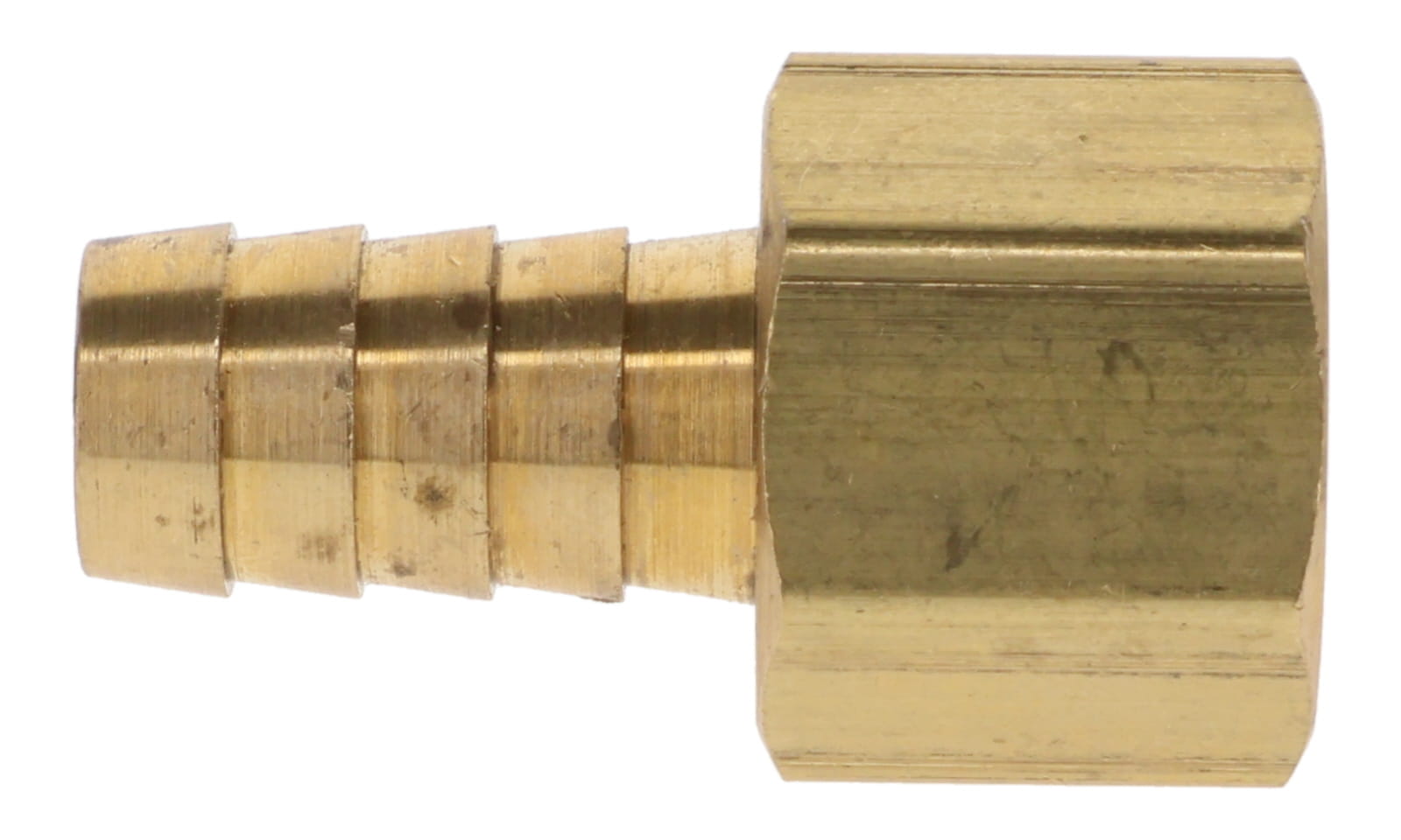 Brass hose barb to rigid female NPT adapter fitting