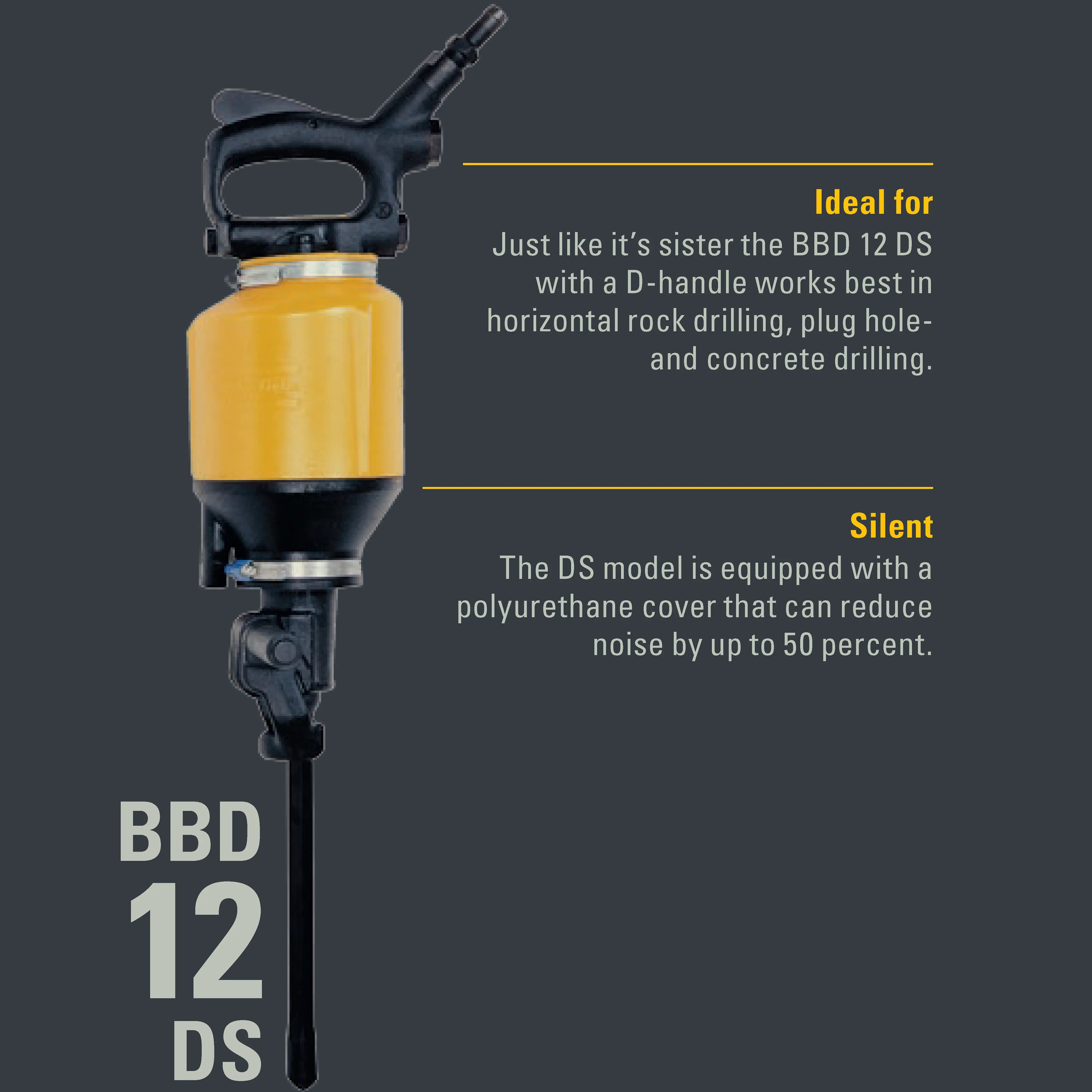 BBD 12DS Pneumatic Hand Held Surface Rock Drill by Atlas Copco