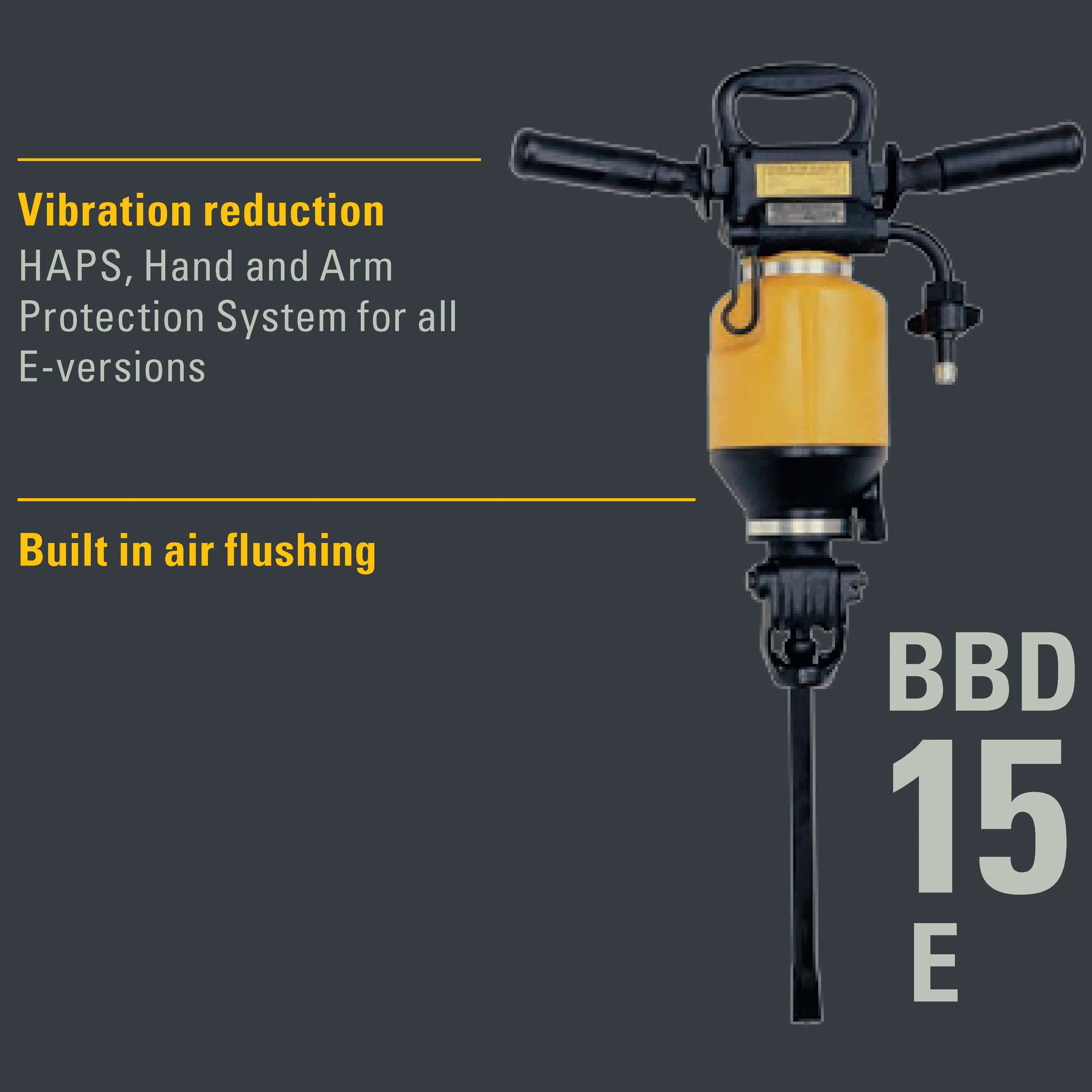 BBD 15E Pneumatic Hand Held Surface Rock Drill by Atlas Copco