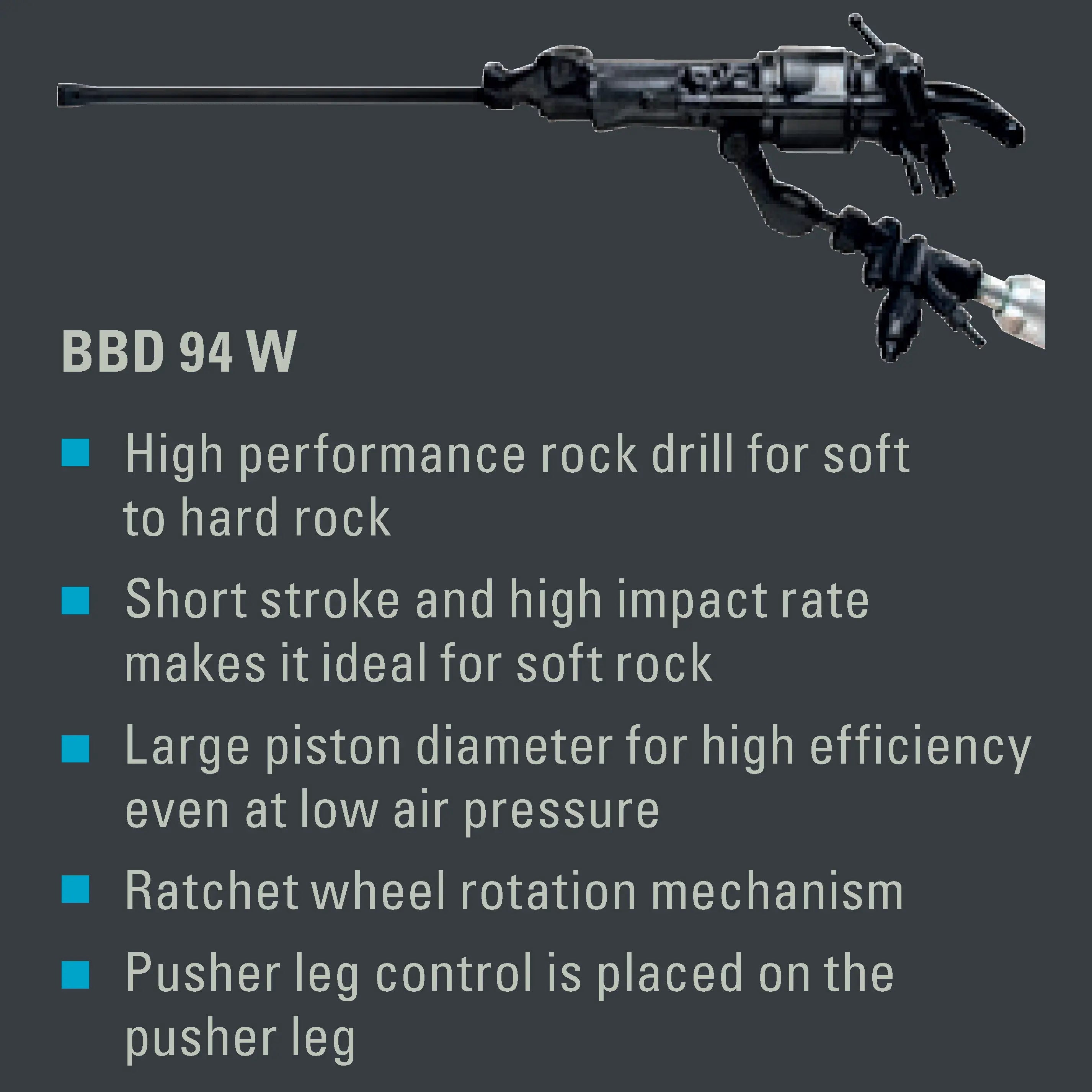 BBD 94W Pusher Leg Drill by Atlas Copco