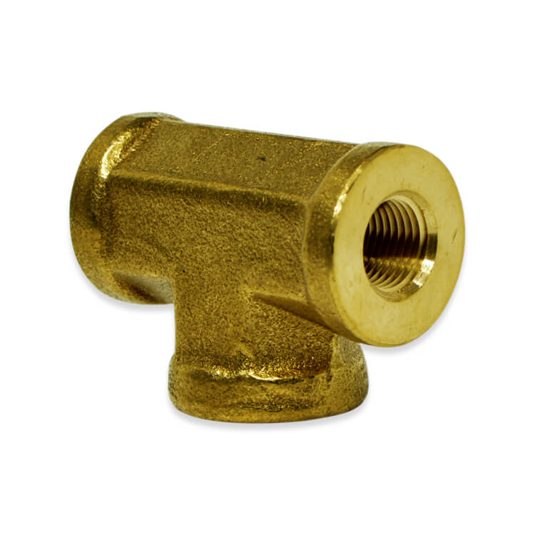 Forged brass female reducing tee with female NPT ports