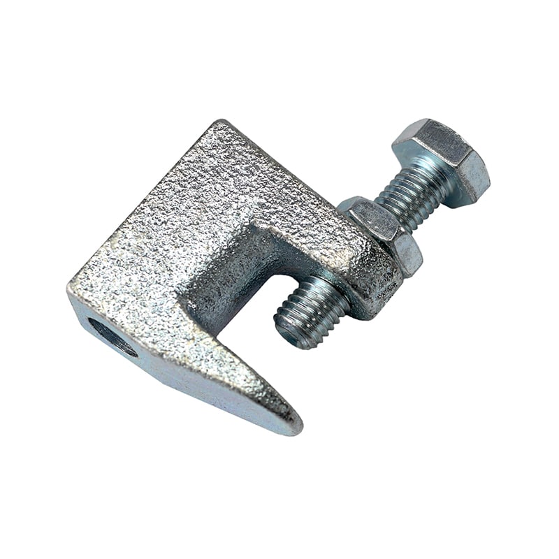 RapidAir FastPipe beam clamp with thru-hole design for 5/16 and 3/8 inch threaded rod