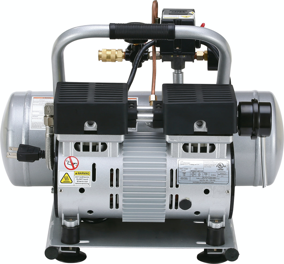 California Air Tools 1.0 Hp, 2.0 Gal. Aluminum Tank Ultra Quiet & Oil-Free Air Compressor