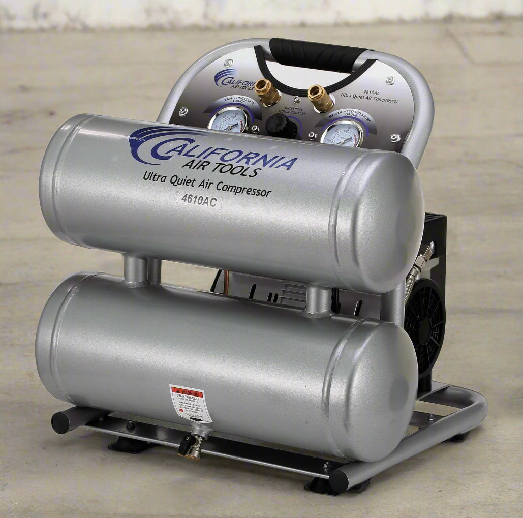 California Air Tools 1.0 Hp, 4.6 Gal. Portable Aluminum Twin Tank Ultra Quiet & Oil-Free Air Compressor