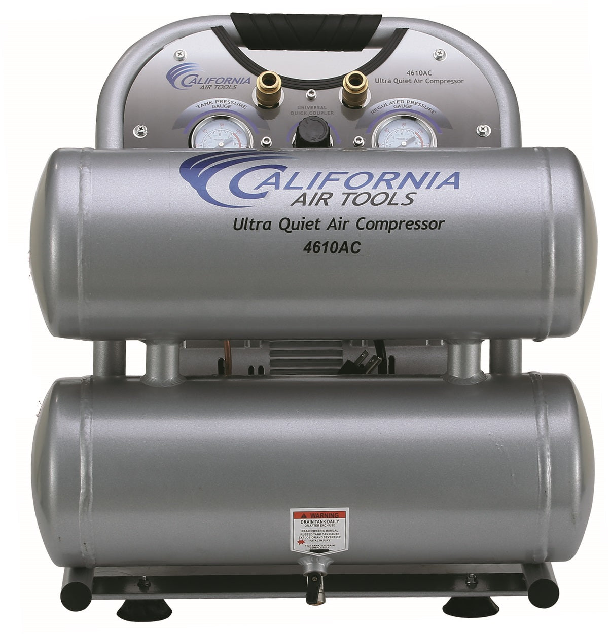 California Air Tools 1.0 Hp, 4.6 Gal. Portable Aluminum Twin Tank Ultra Quiet & Oil-Free Air Compressor
