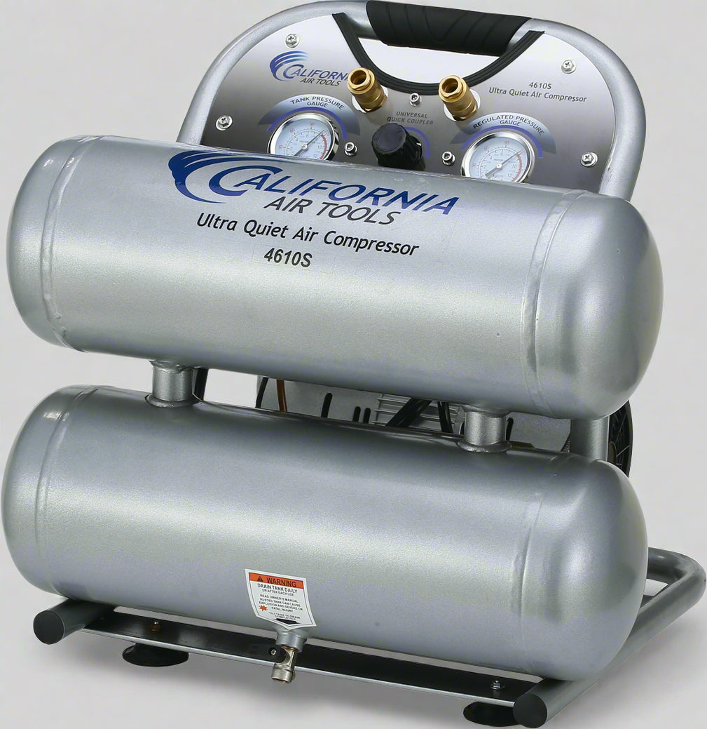 California Air Tools 1.0 Hp, 4.6 Gal. Steel Twin Tank Ultra Quiet & Oil-Free Air Compressor