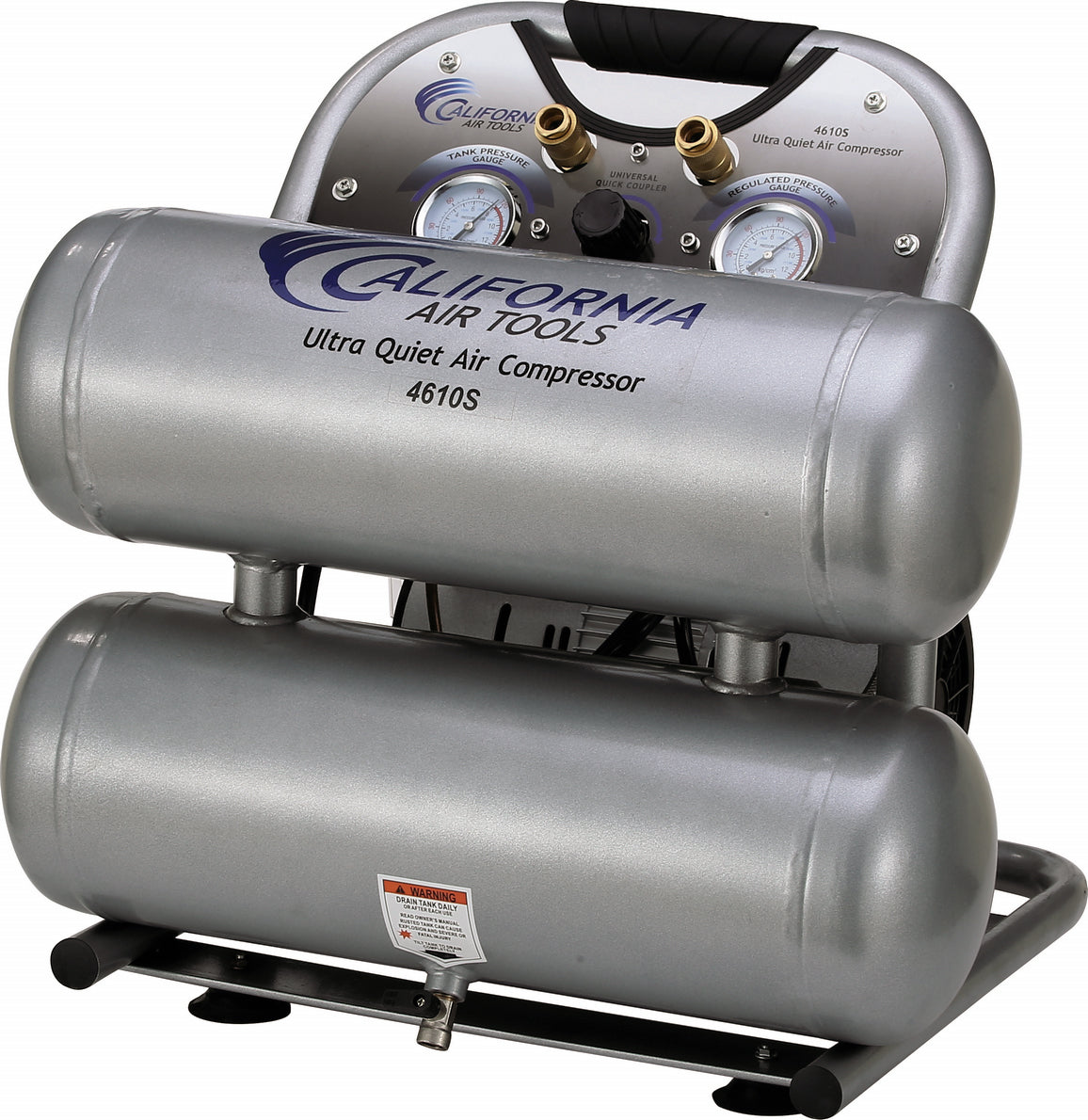 California Air Tools 1.0 Hp, 4.6 Gal. Steel Twin Tank Ultra Quiet & Oil-Free Air Compressor
