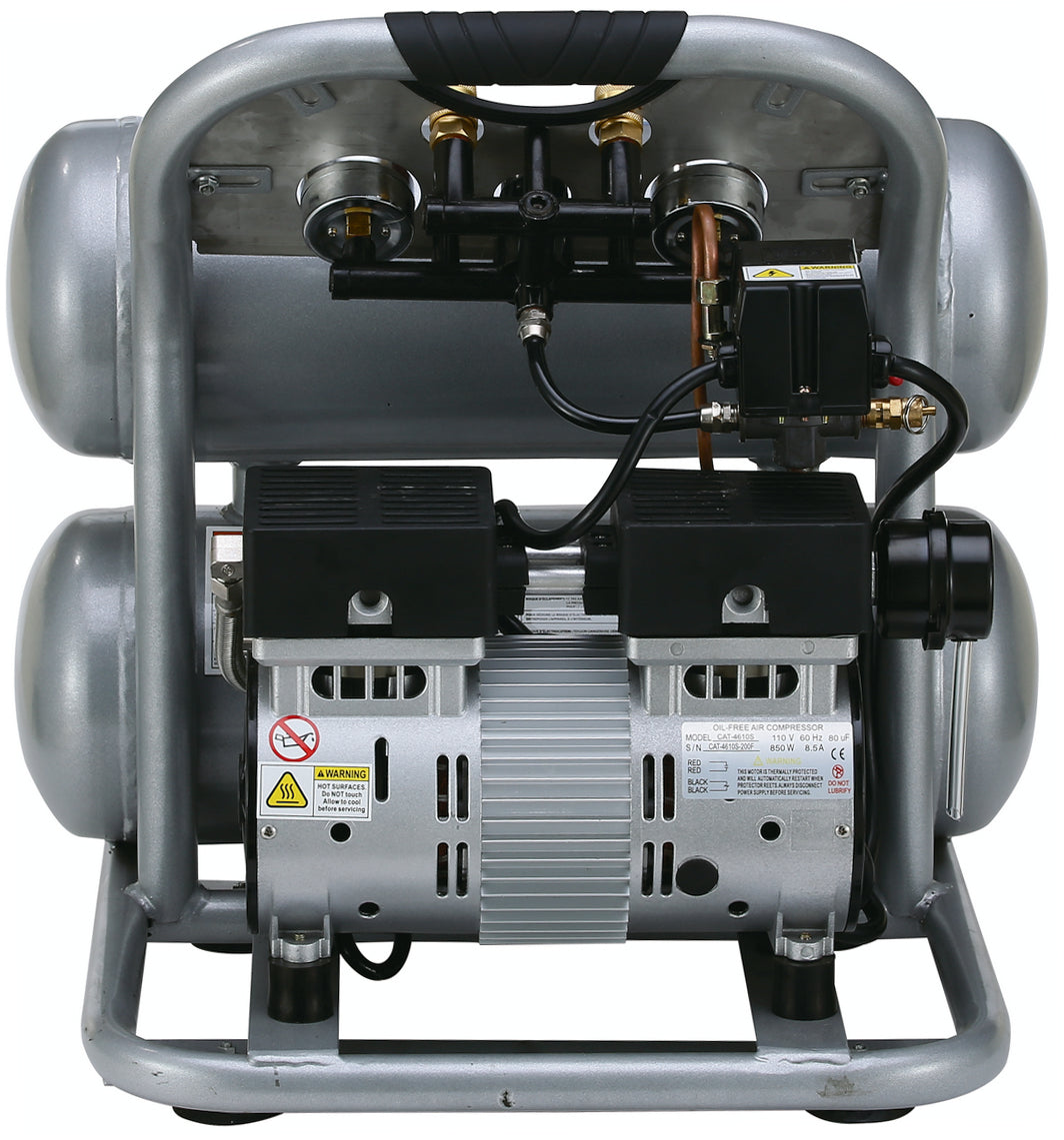 California Air Tools 1.0 Hp, 4.6 Gal. Steel Twin Tank Ultra Quiet & Oil-Free Air Compressor
