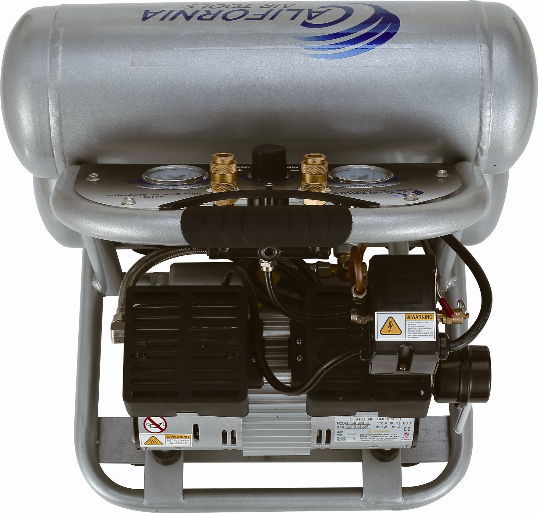 California Air Tools 1.0 Hp, 4.6 Gal. Steel Twin Tank Ultra Quiet & Oil-Free Air Compressor