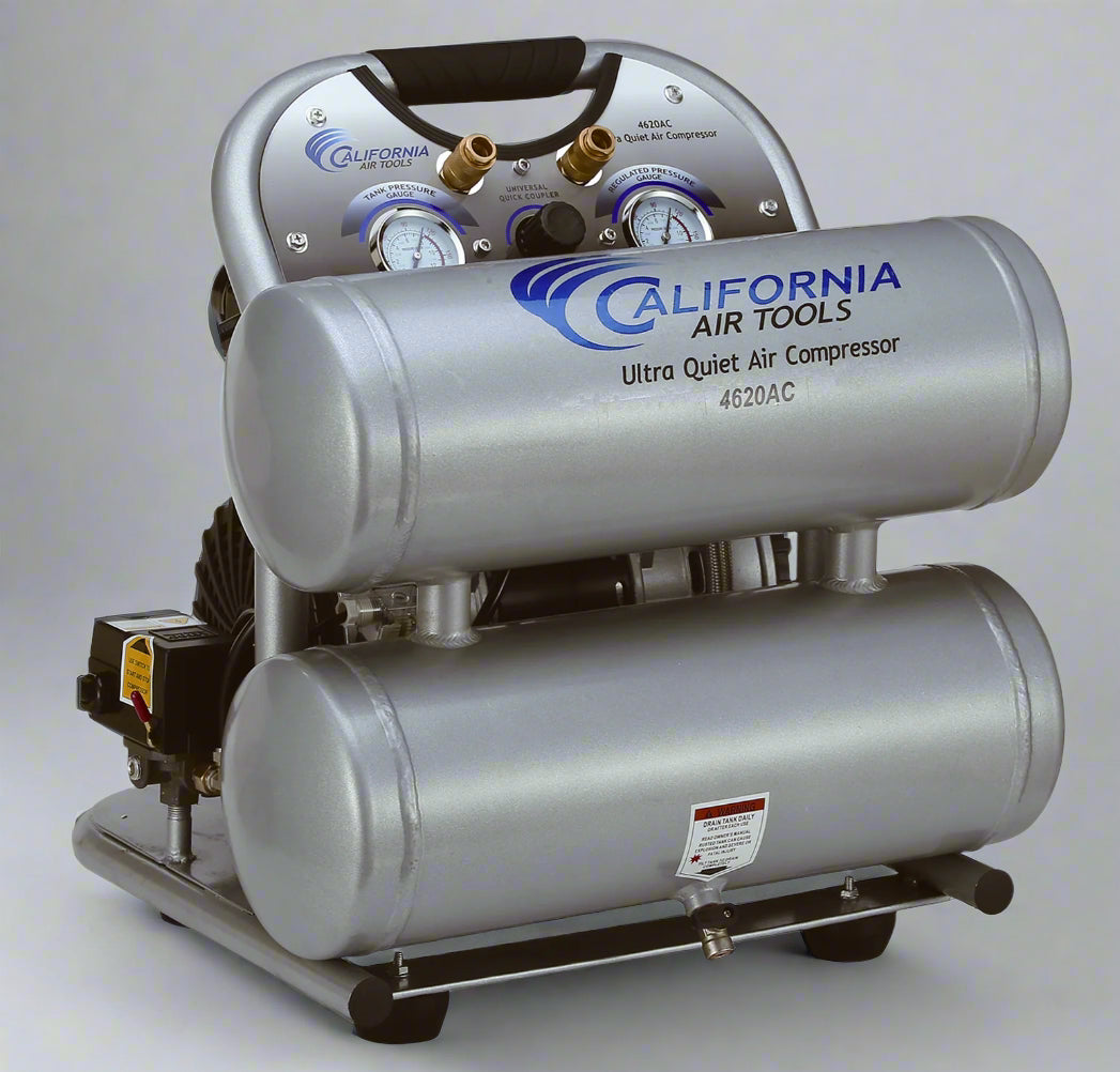 California Air Tools 2.0 Hp, 4.0 Gal. Aluminum Twin Tank Ultra Quiet & Oil-Free Air Compressor (220V  60HZ)