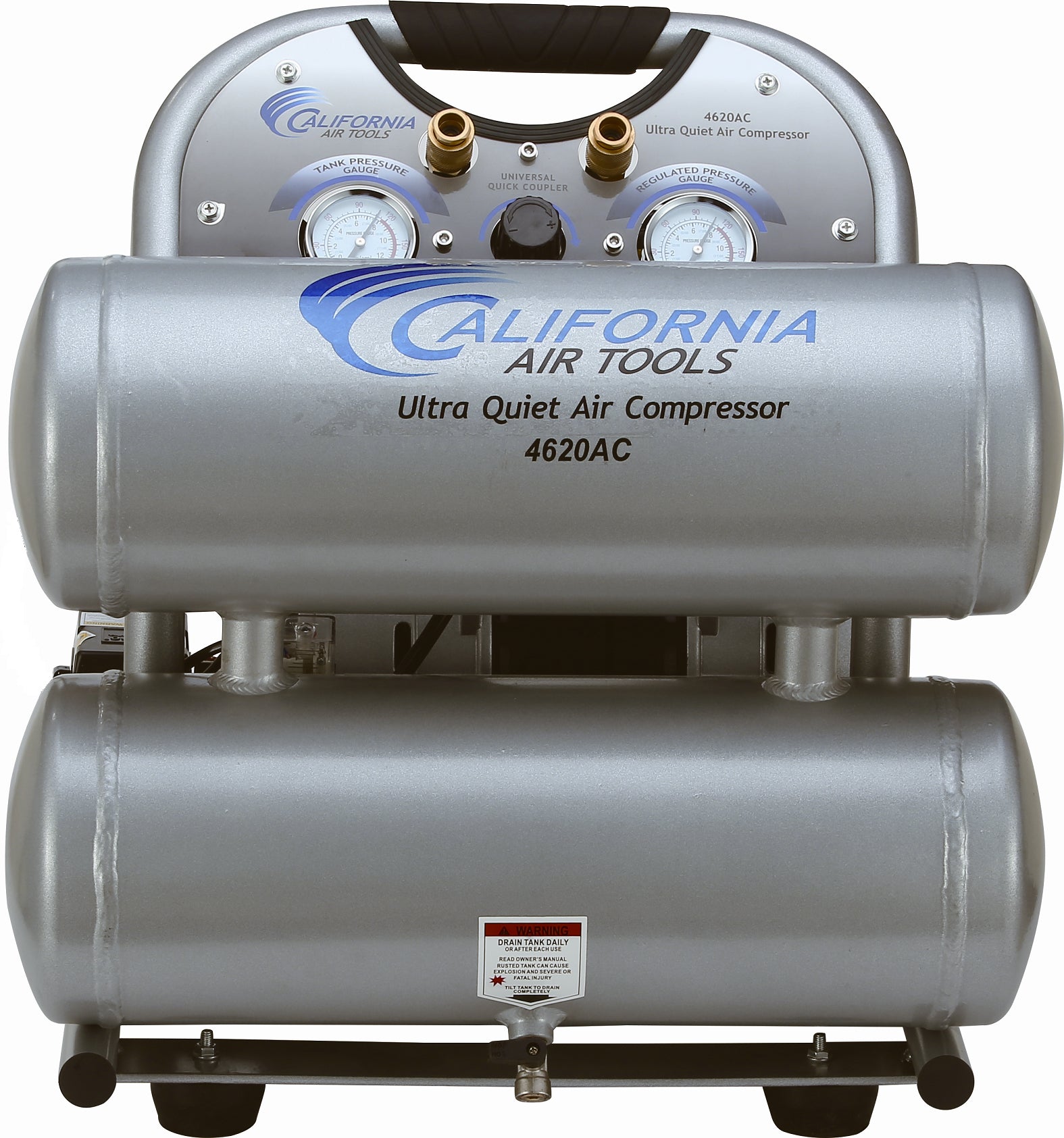California Air Tools 2.0 Hp, 4.0 Gal. Aluminum Twin Tank Ultra Quiet & Oil-Free Air Compressor (220V  60HZ)