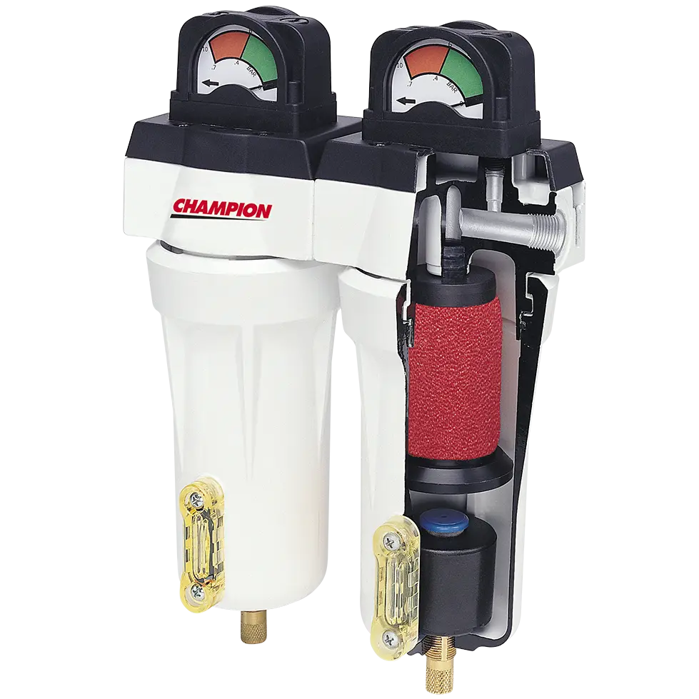 Champion CFL Series filter cutaway view showing element and drain