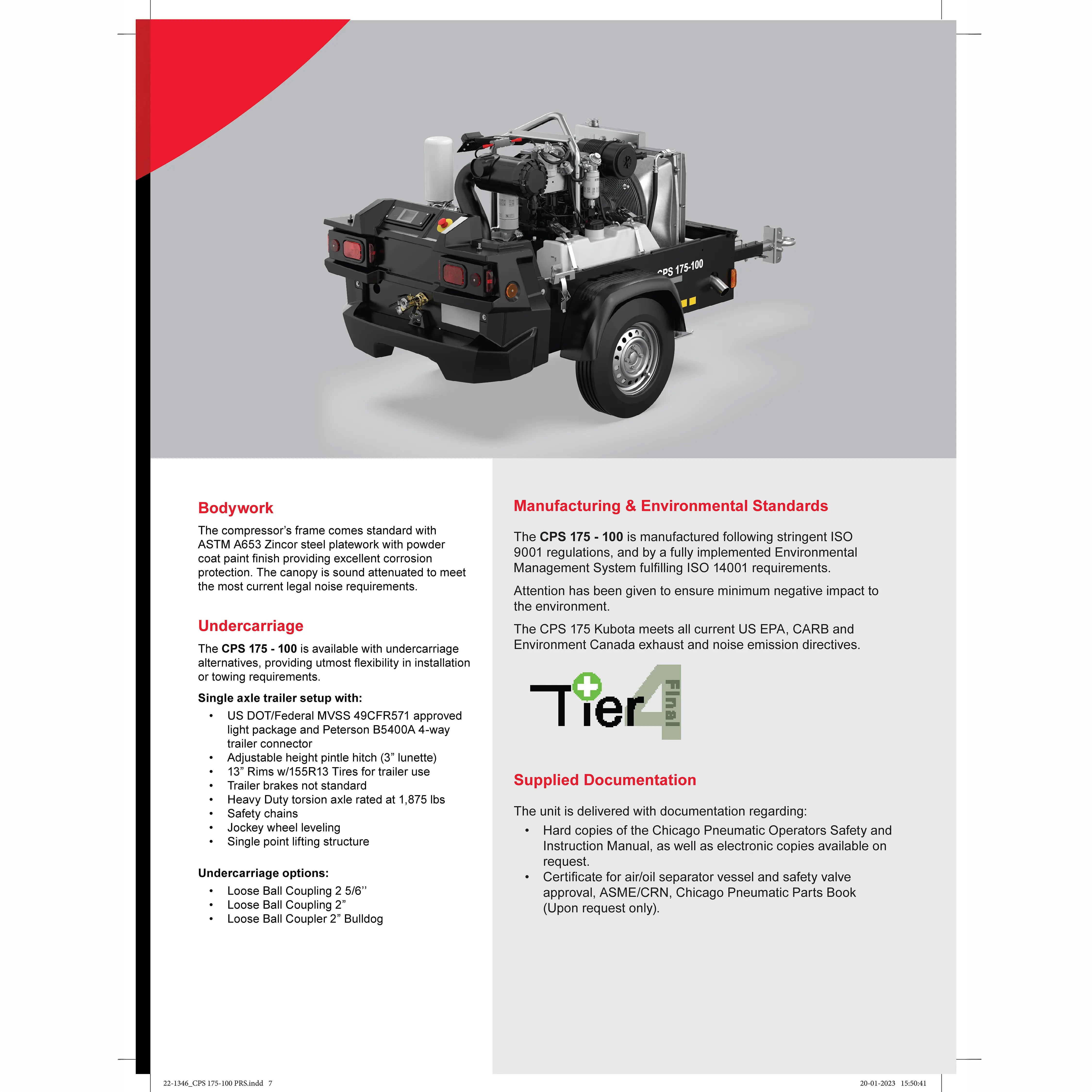 CPS 175-100 Towable Rotary Screw Air Compressor