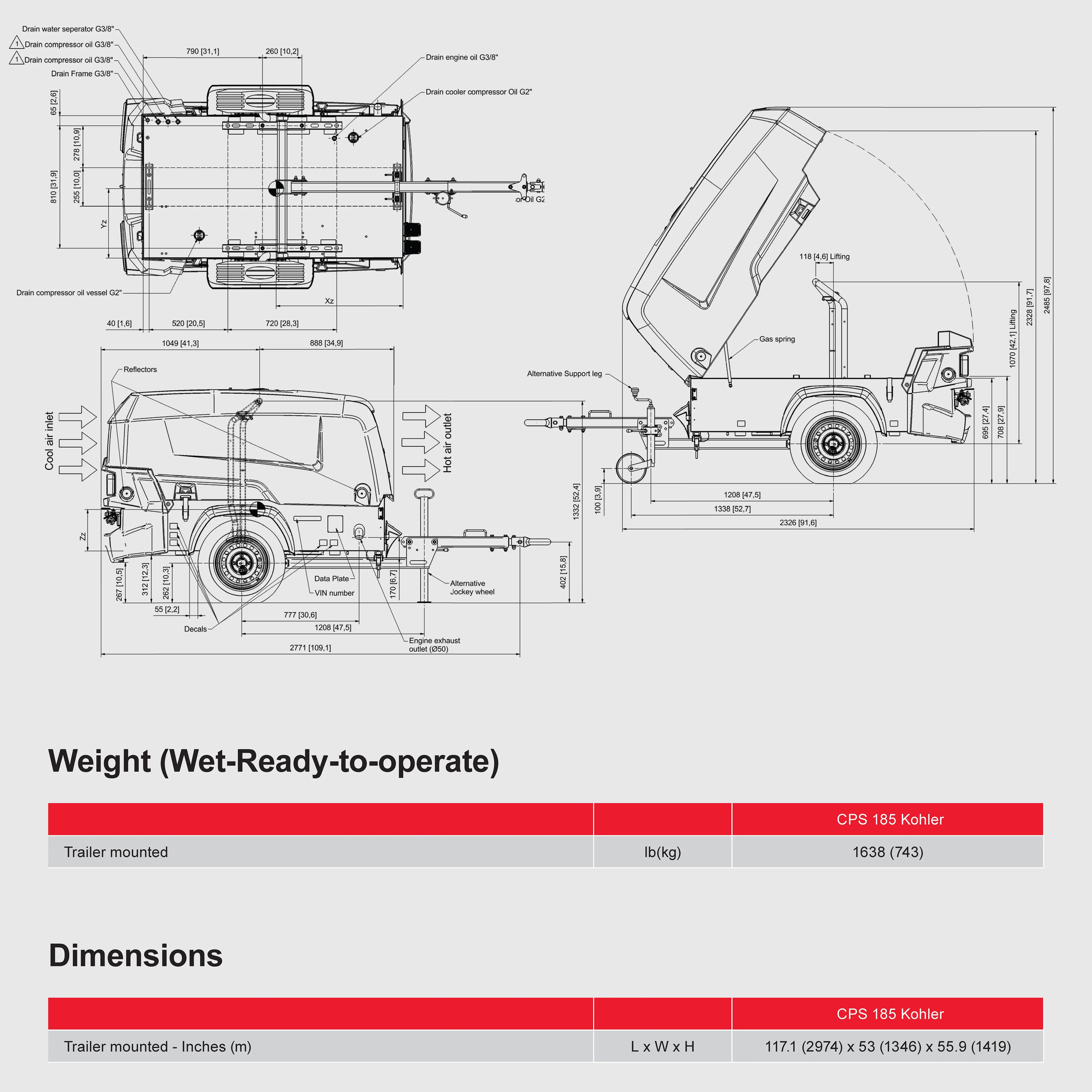 CPS 175-100 Towable Rotary Screw Air Compressor