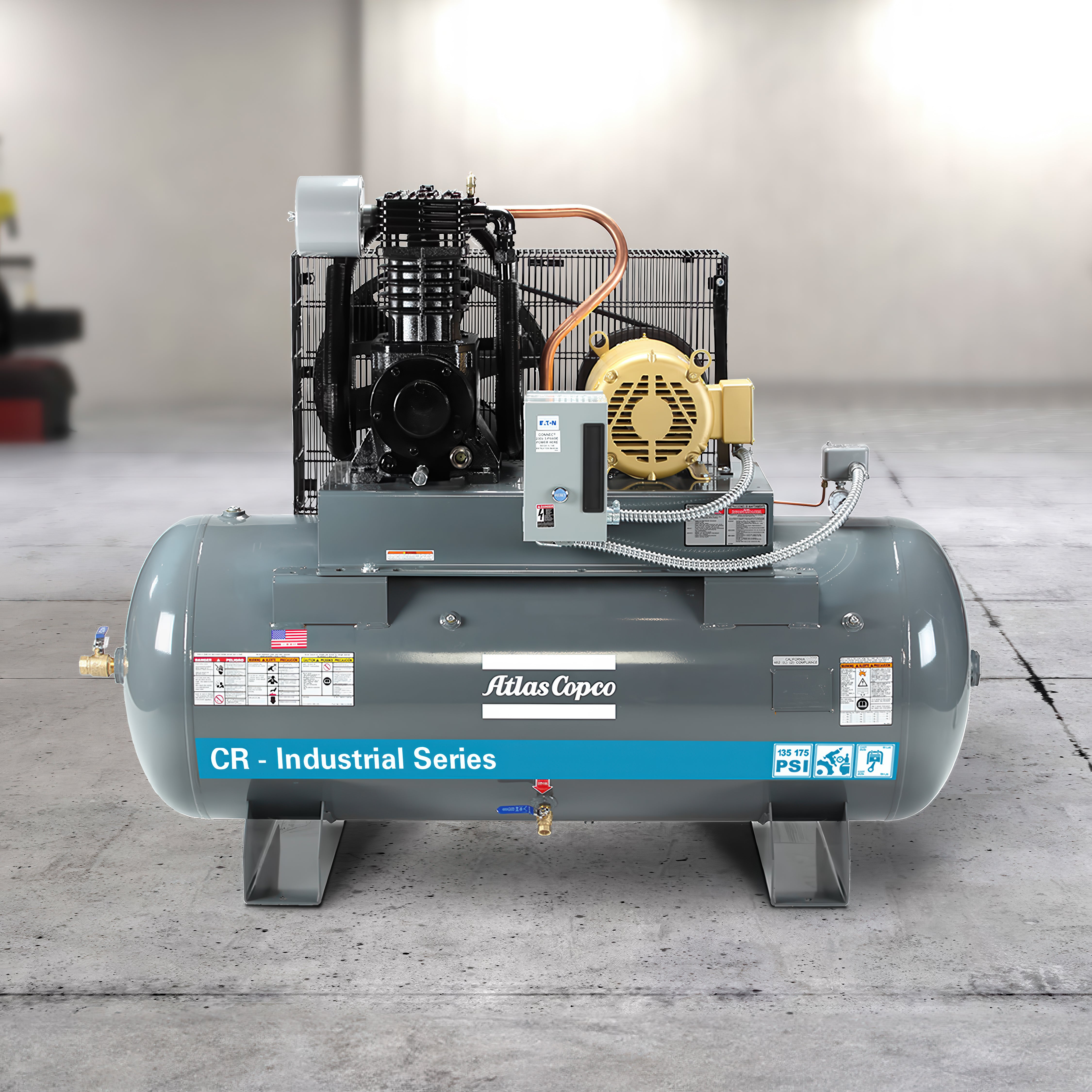 Atlas Copco CR Cast-Iron Piston Industrial Series Air Compressor