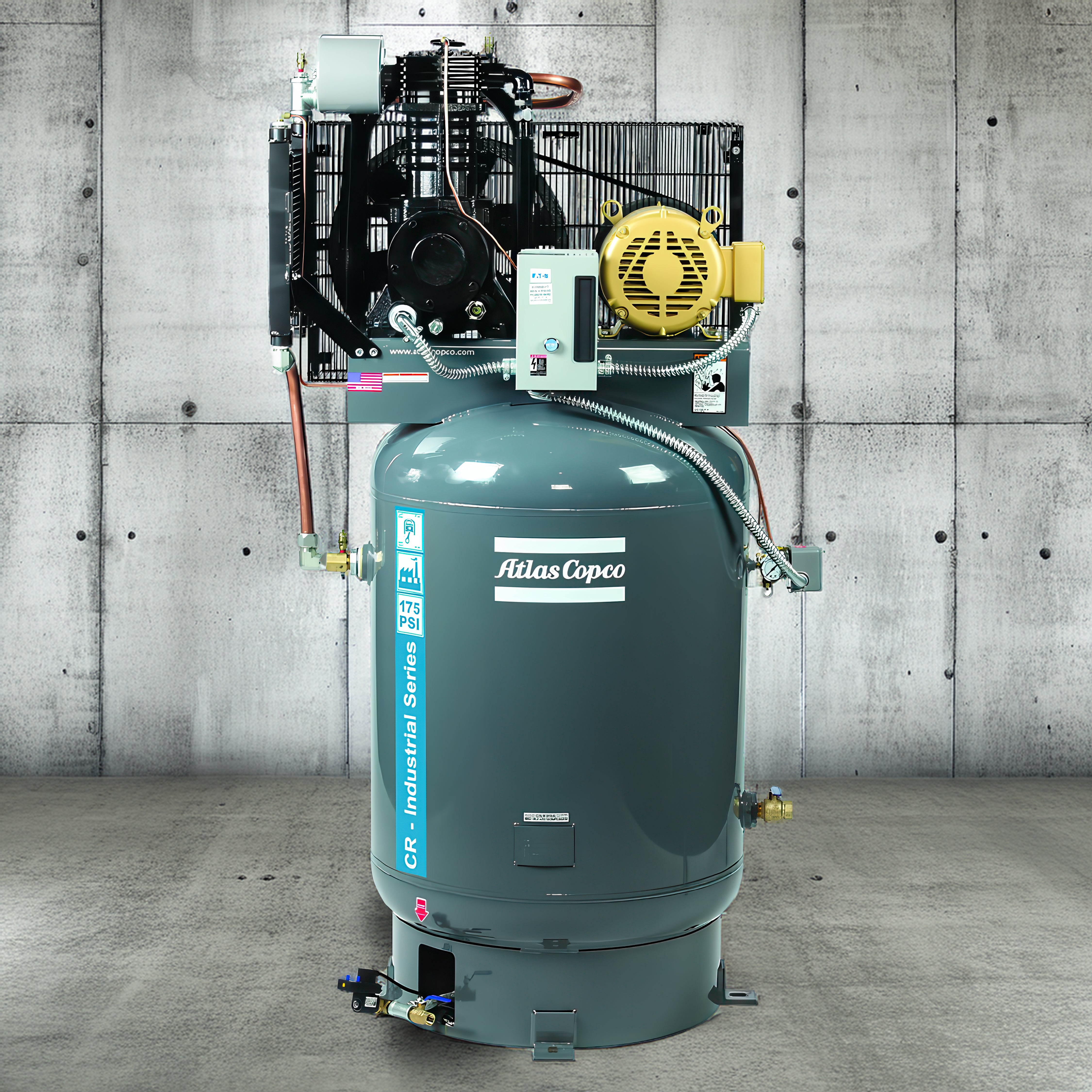 Atlas Copco CR Cast-Iron Piston Industrial Series Air Compressor