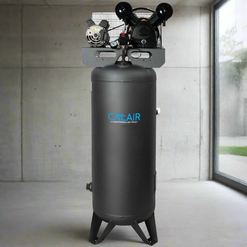 Air compressor with 'Calair' branding on a gray background